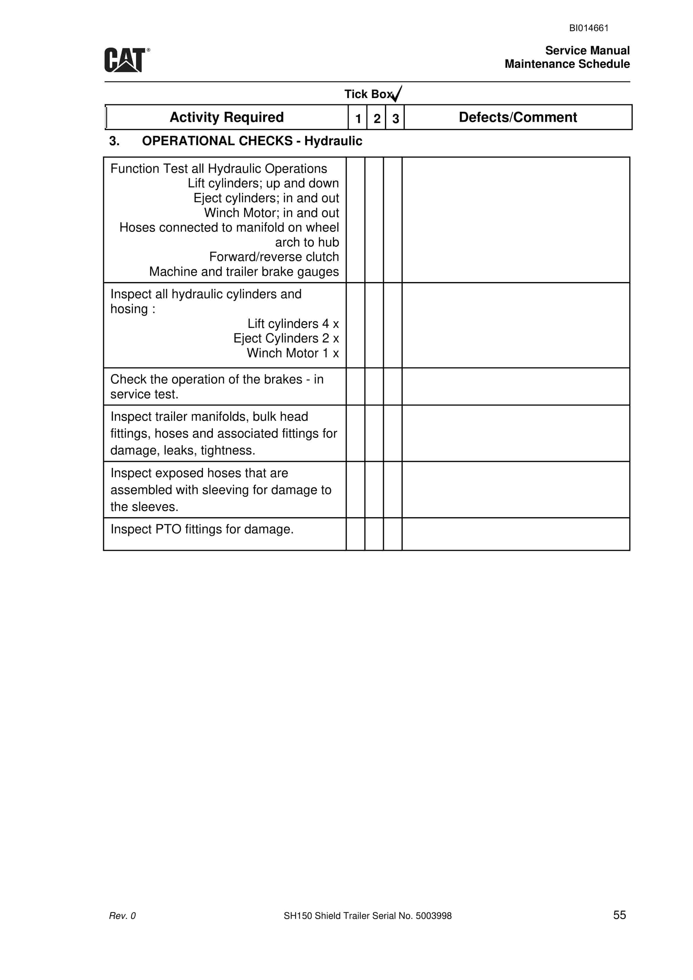 Caterpillar SH150 Shield Trailer Service Manual BI014661-4