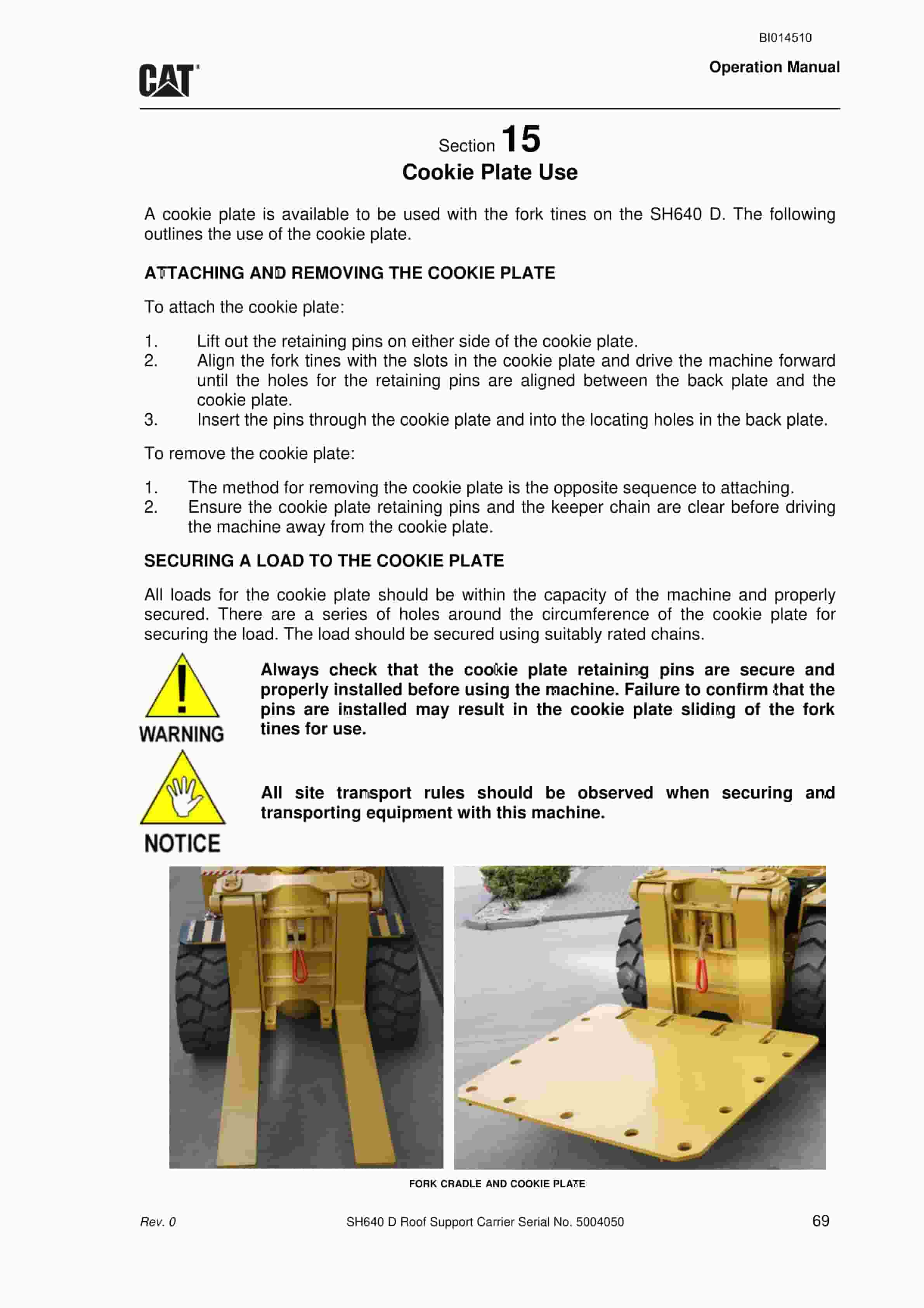 Caterpillar SH640 D Roof Support Carrier Operation Manual BI014510 5 Caterpillar SH640 D Roof Support Carrier Operation Manual BI014510 - Image 5