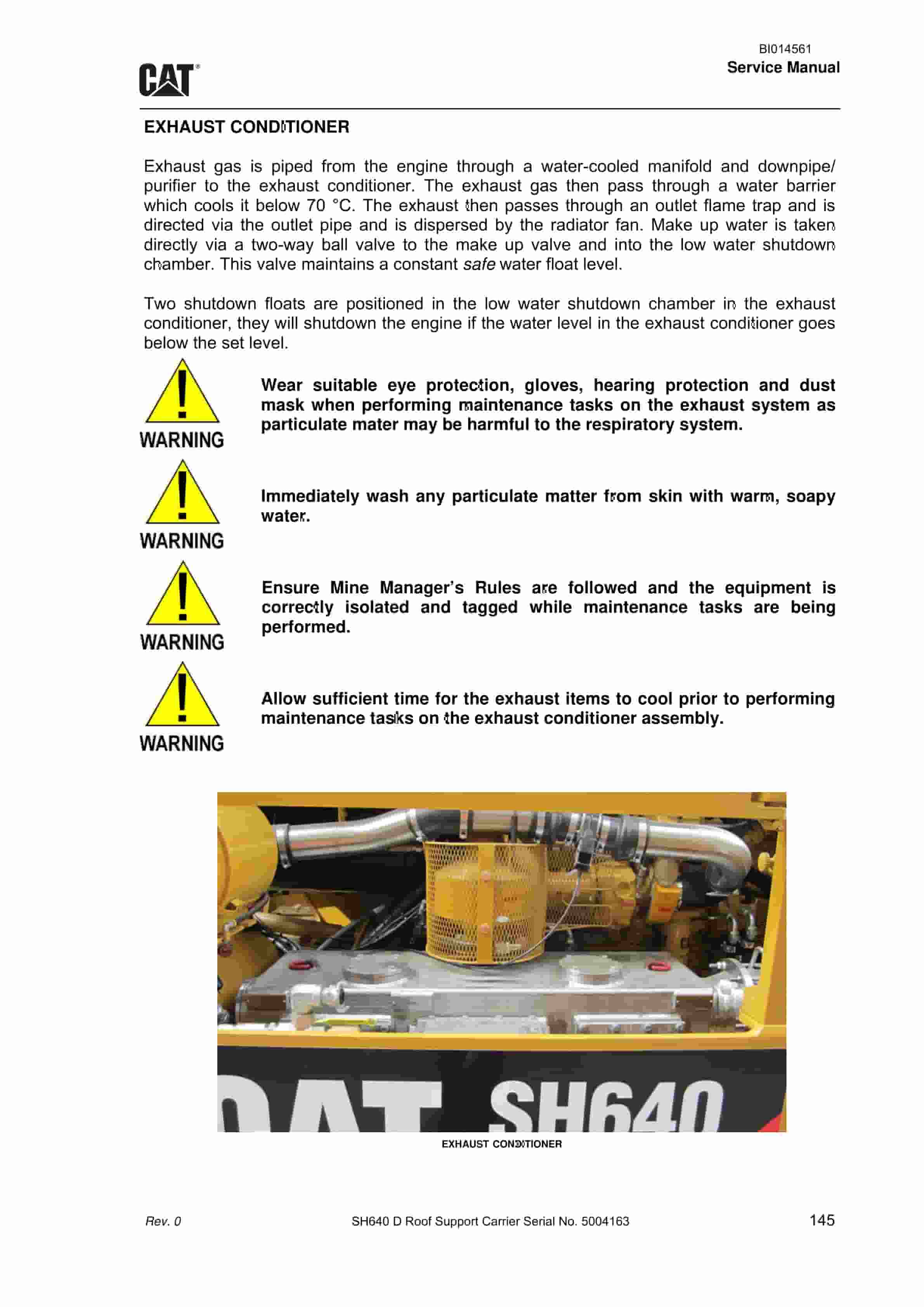 Caterpillar SH640 D Roof Support Carrier Service Manual BI014561-2
