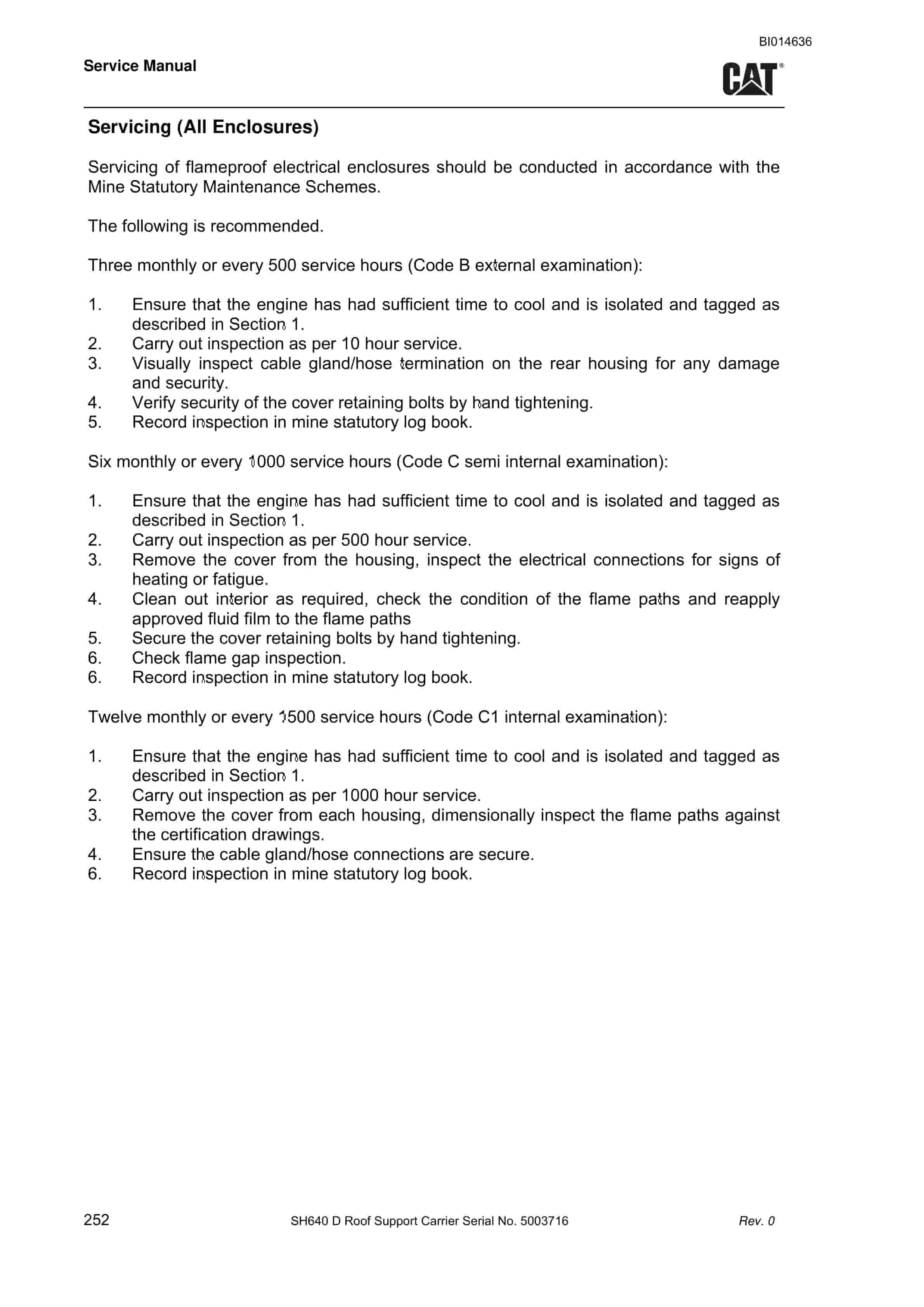 Caterpillar SH640 D Roof Support Carrier Service Manual BI014636 4 Caterpillar SH640 D Roof Support Carrier Service Manual BI014636 - Image 4