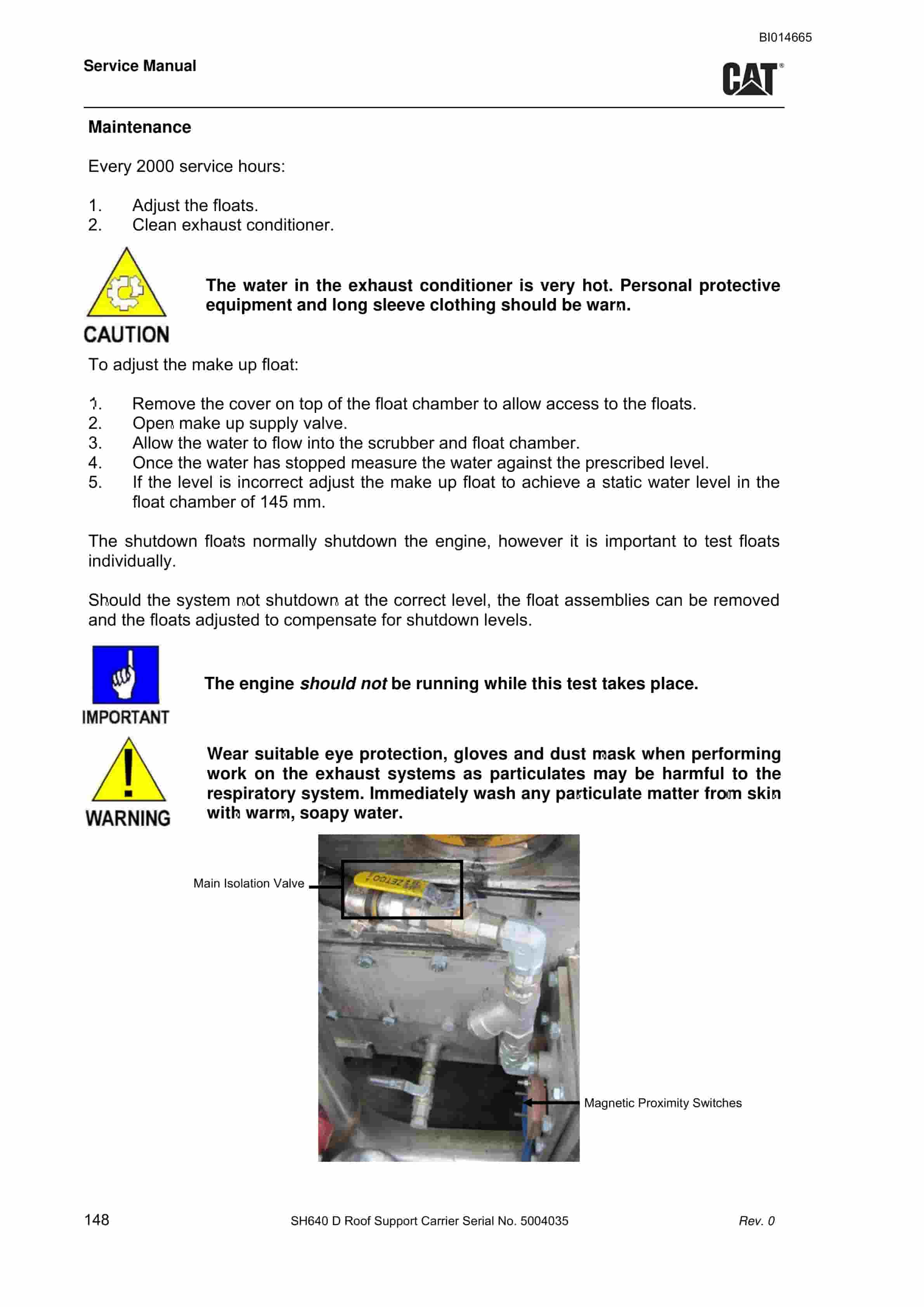 Caterpillar SH640 D Roof Support Carrier Service Manual BI014665 2 Caterpillar SH640 D Roof Support Carrier Service Manual BI014665 - Image 2
