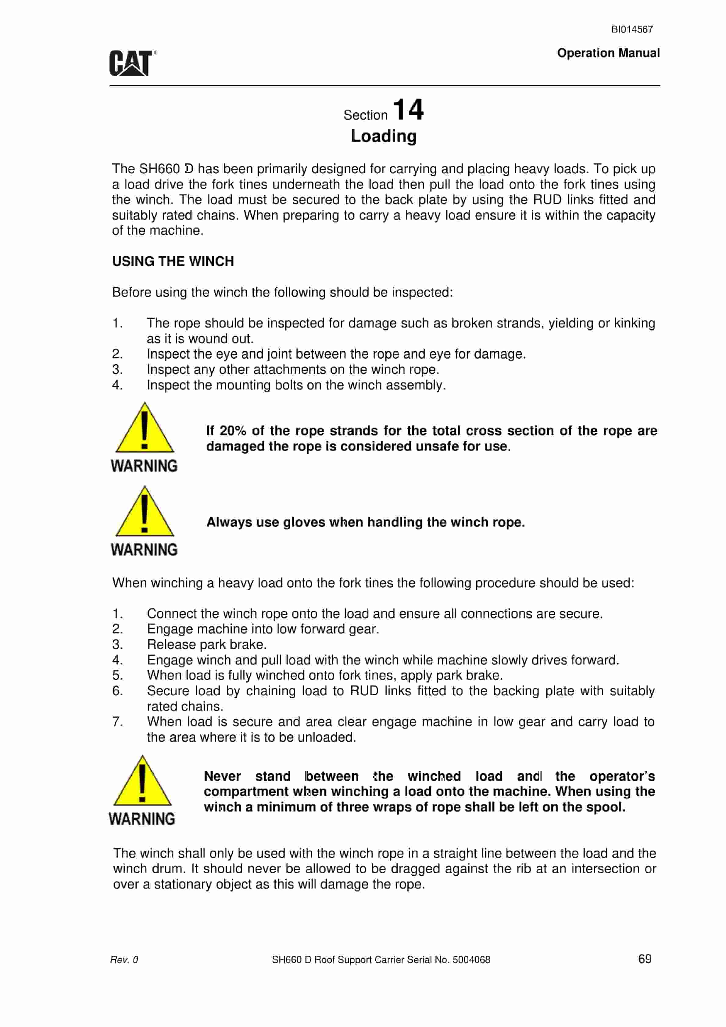 Caterpillar SH660 D Roof Support Carrier Operation Manual BI014567 5 Caterpillar SH660 D Roof Support Carrier Operation Manual BI014567 - Image 5