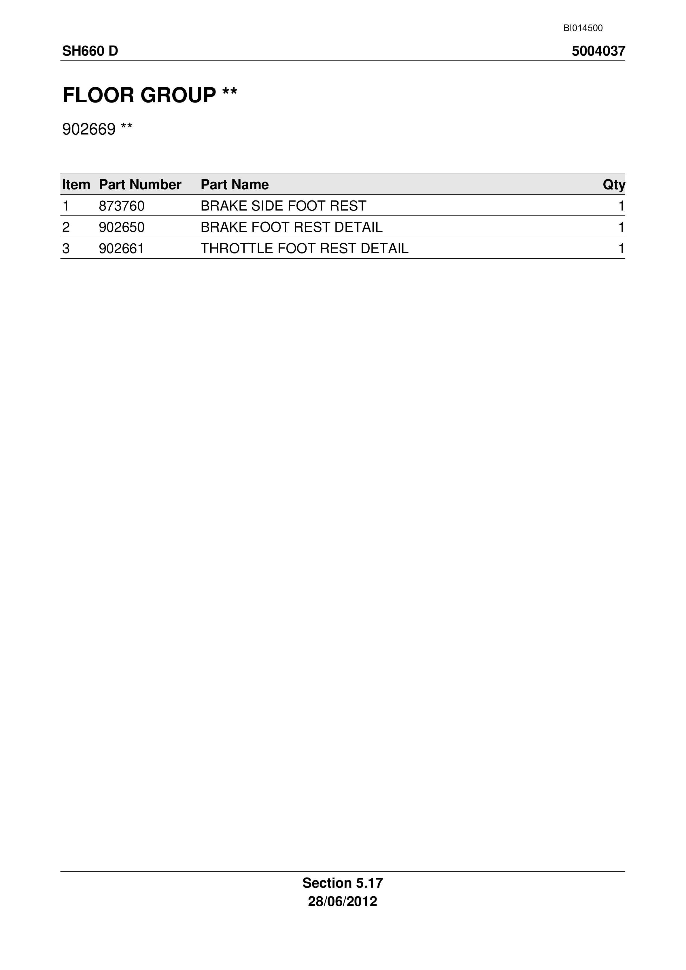 Caterpillar SH660 D Roof Support Carrier Parts Manual BI014500-5