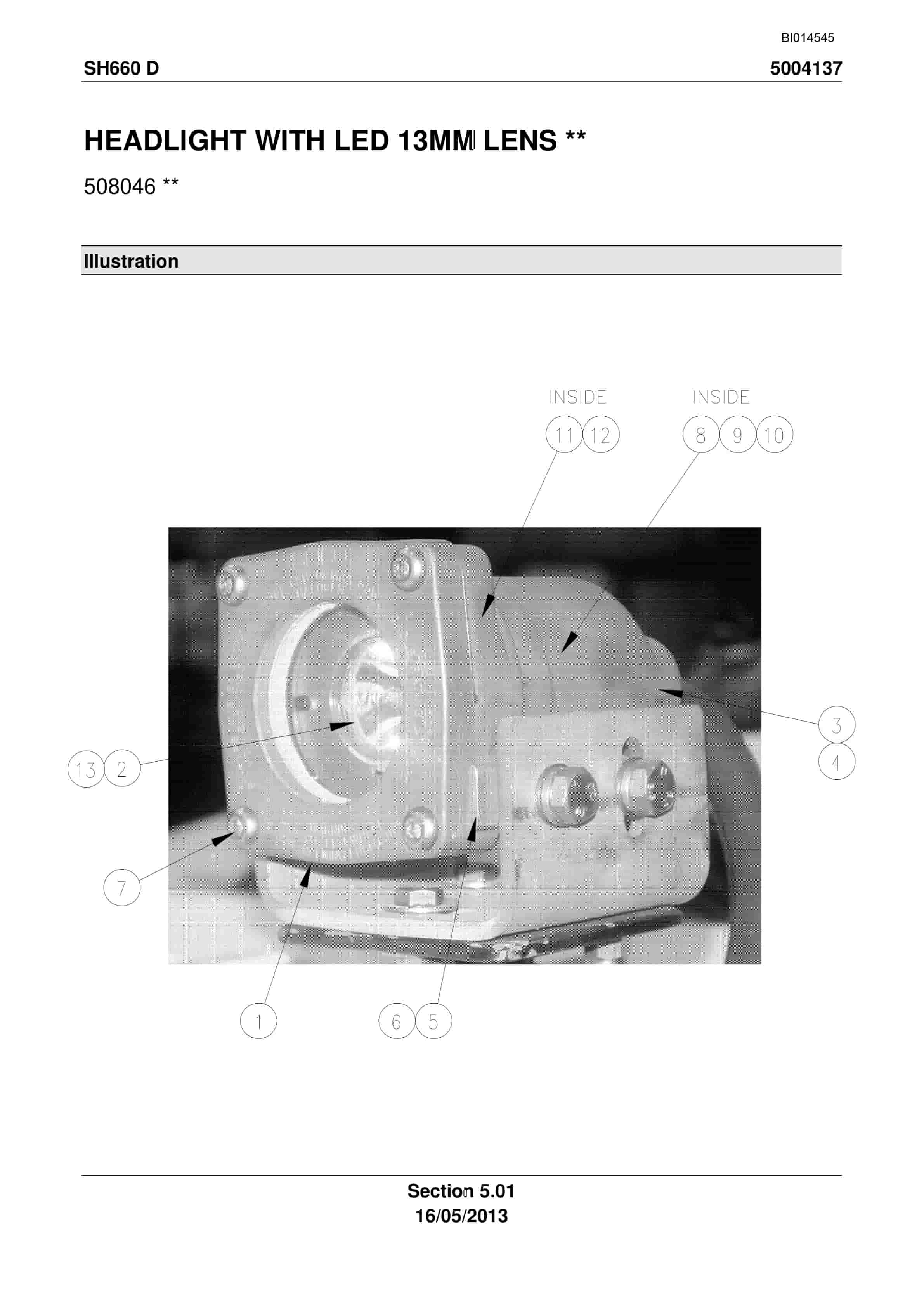 Caterpillar SH660 D Roof Support Carrier Parts Manual BI014545-3