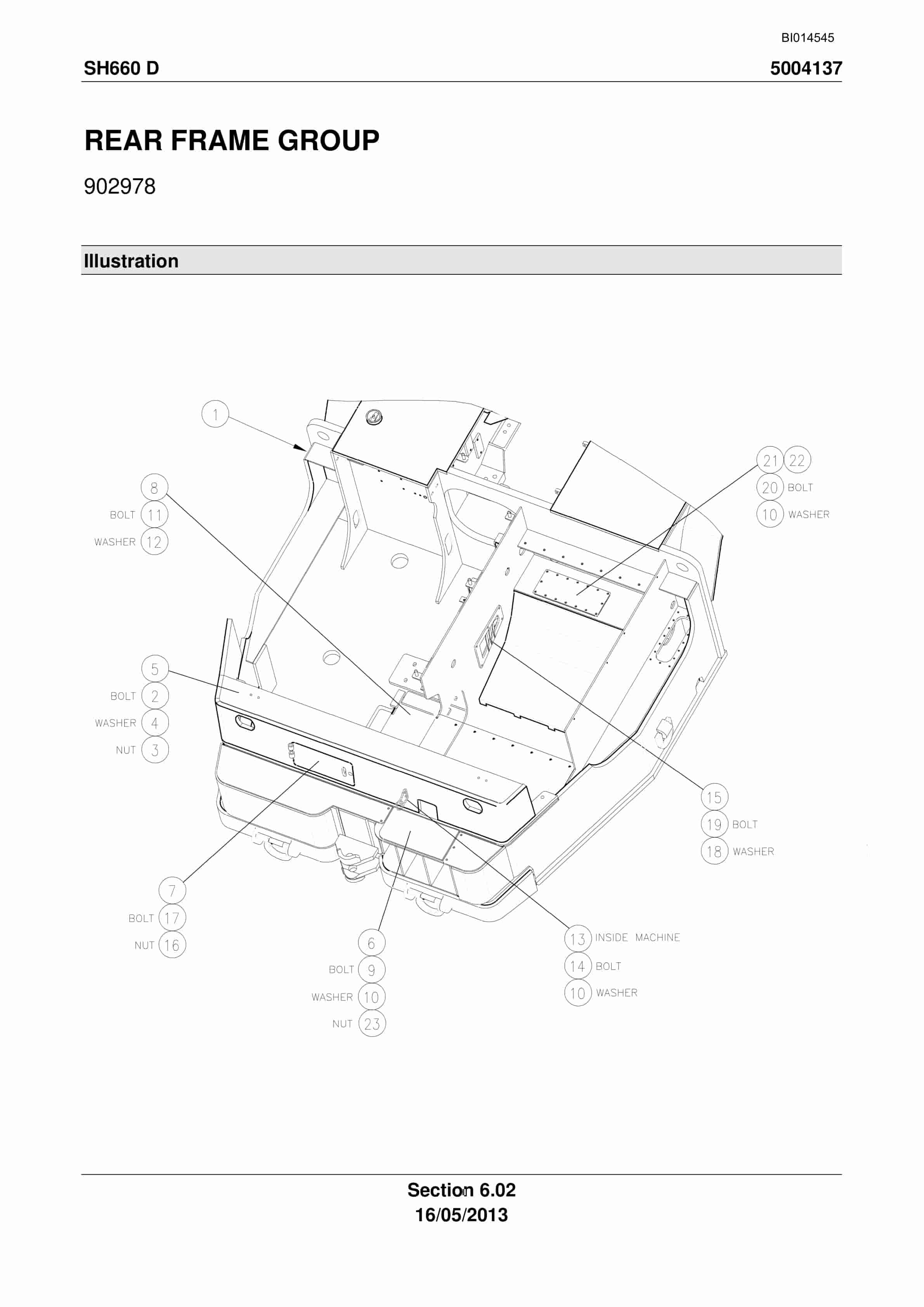 Caterpillar SH660 D Roof Support Carrier Parts Manual BI014545-5