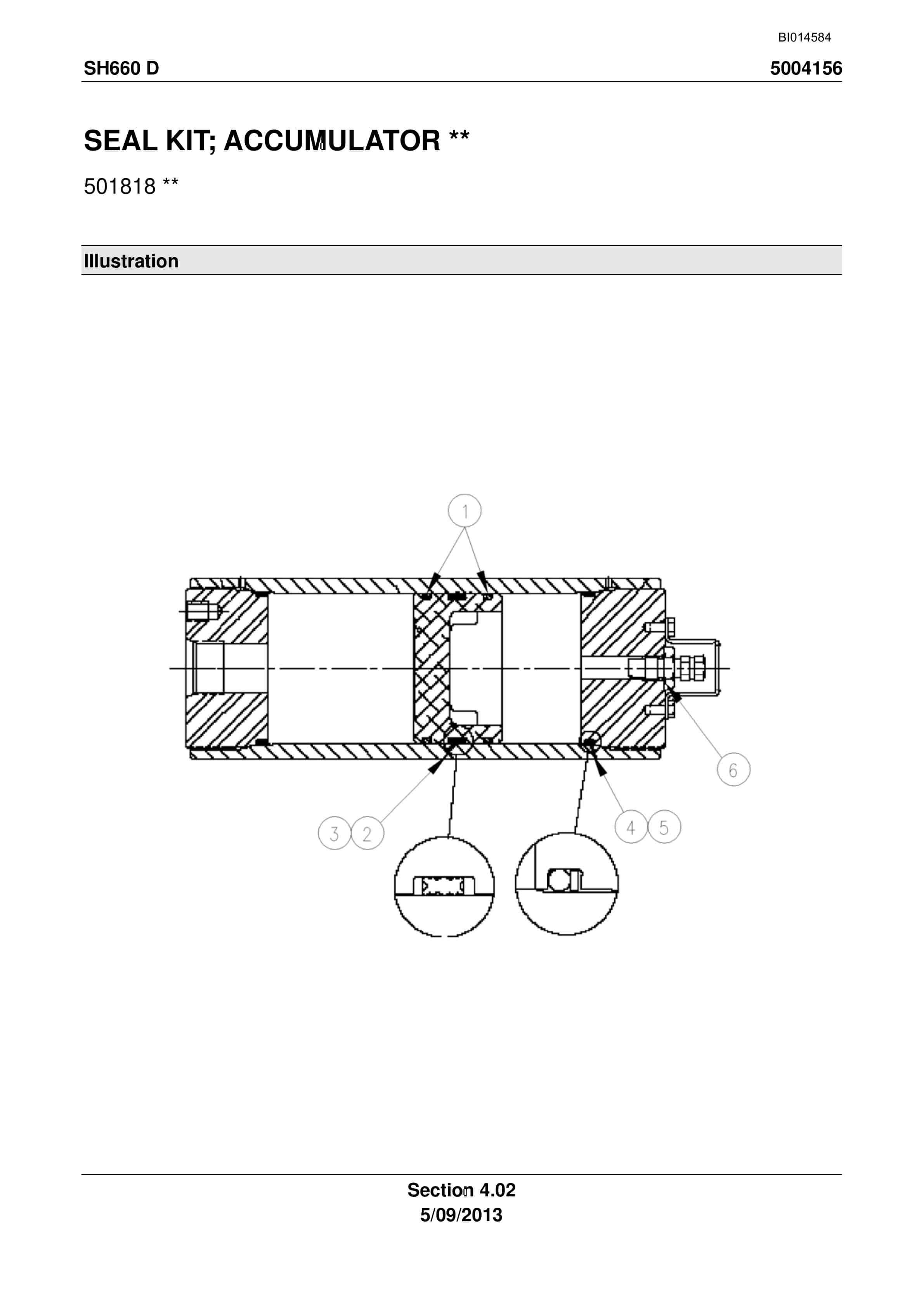 Caterpillar SH660 D Roof Support Carrier Parts Manual BI014584-2