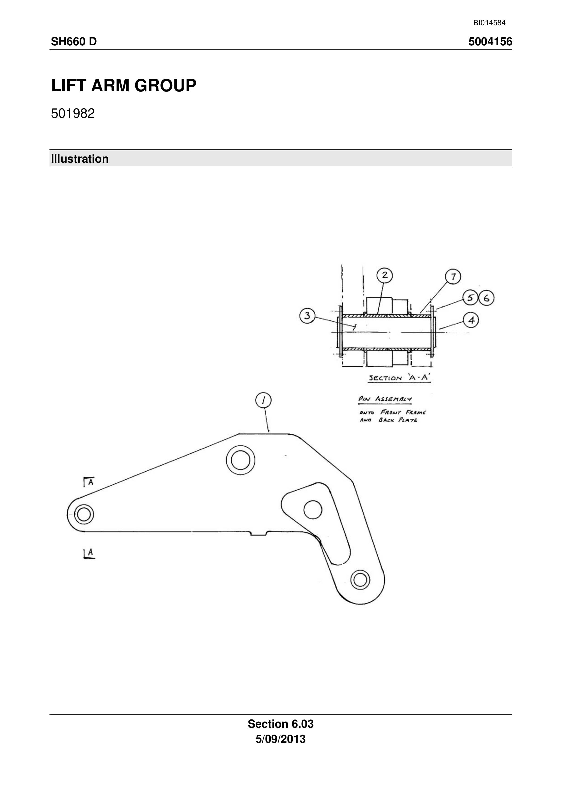 Caterpillar SH660 D Roof Support Carrier Parts Manual BI014584-5
