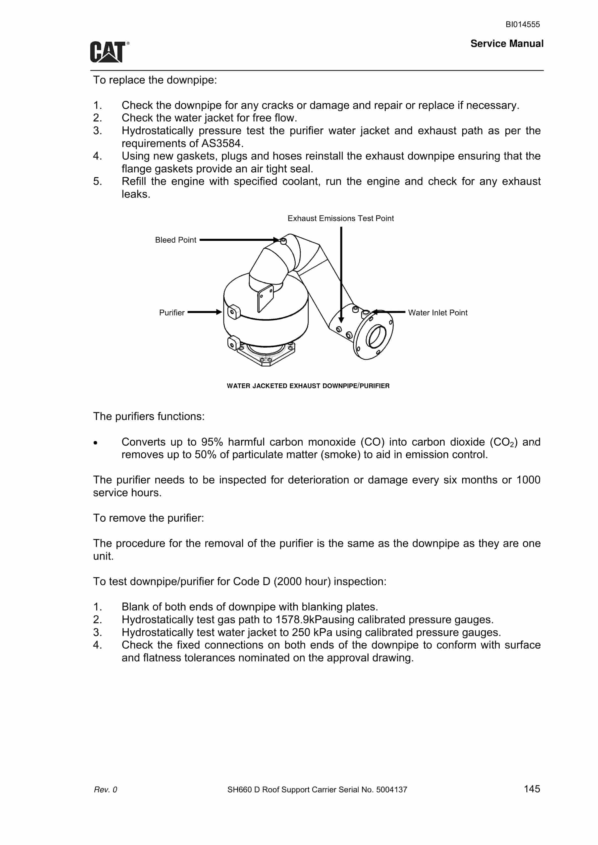 Caterpillar SH660 D Roof Support Carrier Service Manual BI014555 2 Caterpillar SH660 D Roof Support Carrier Service Manual BI014555 - Image 2