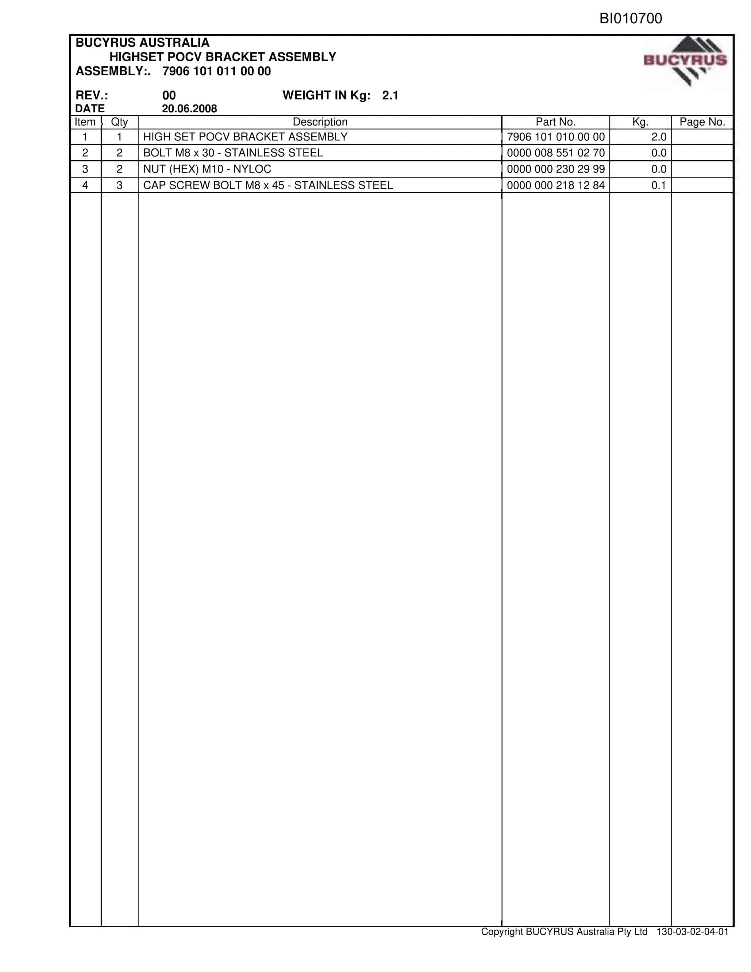 Caterpillar Shields Integra Coal 2008 Parts Manual BI010700-3