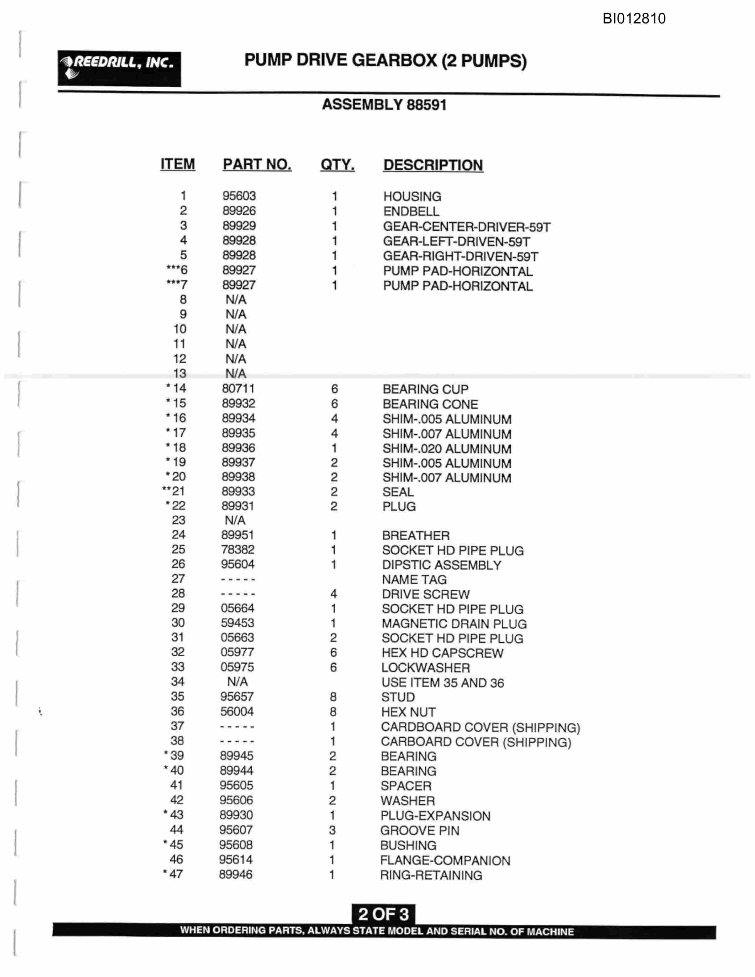 Caterpillar SK50i Rotary Drill Parts Manual BI012810-2