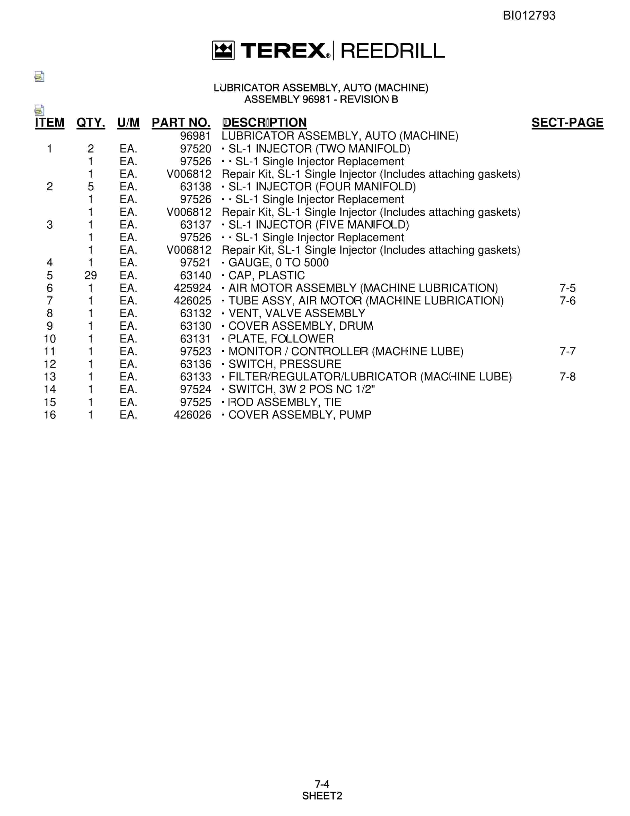 Caterpillar SKF Infinity Blasthole Drill Parts Manual BI012793-3