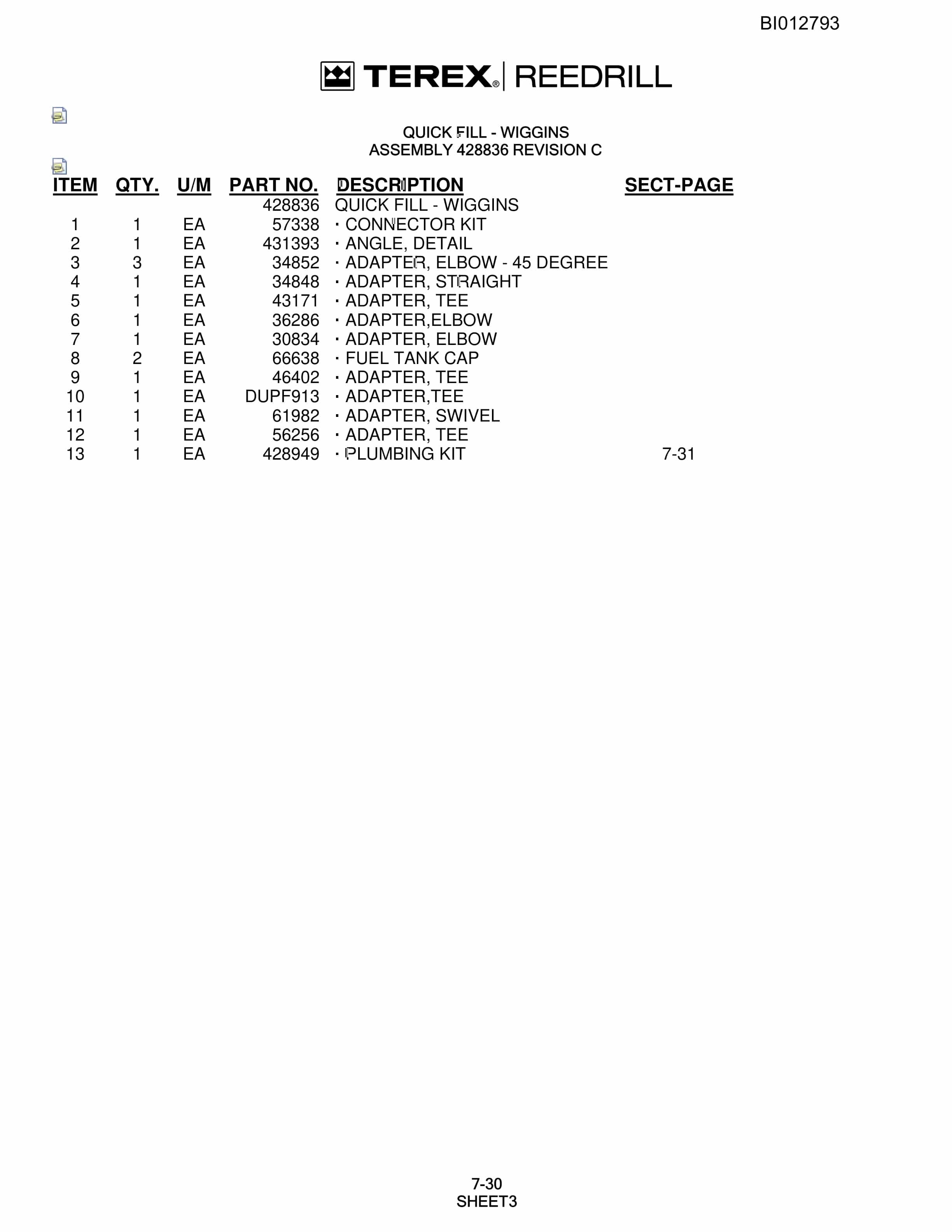 Caterpillar SKF Infinity Blasthole Drill Parts Manual BI012793-5