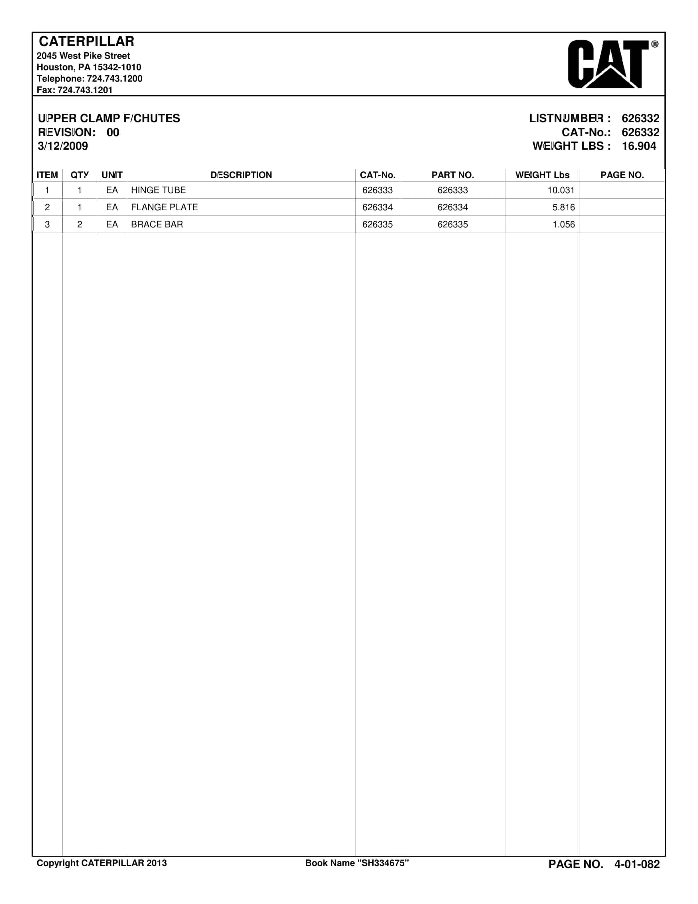Caterpillar Stageloader Longwall System Parts Catalog BI016614-2