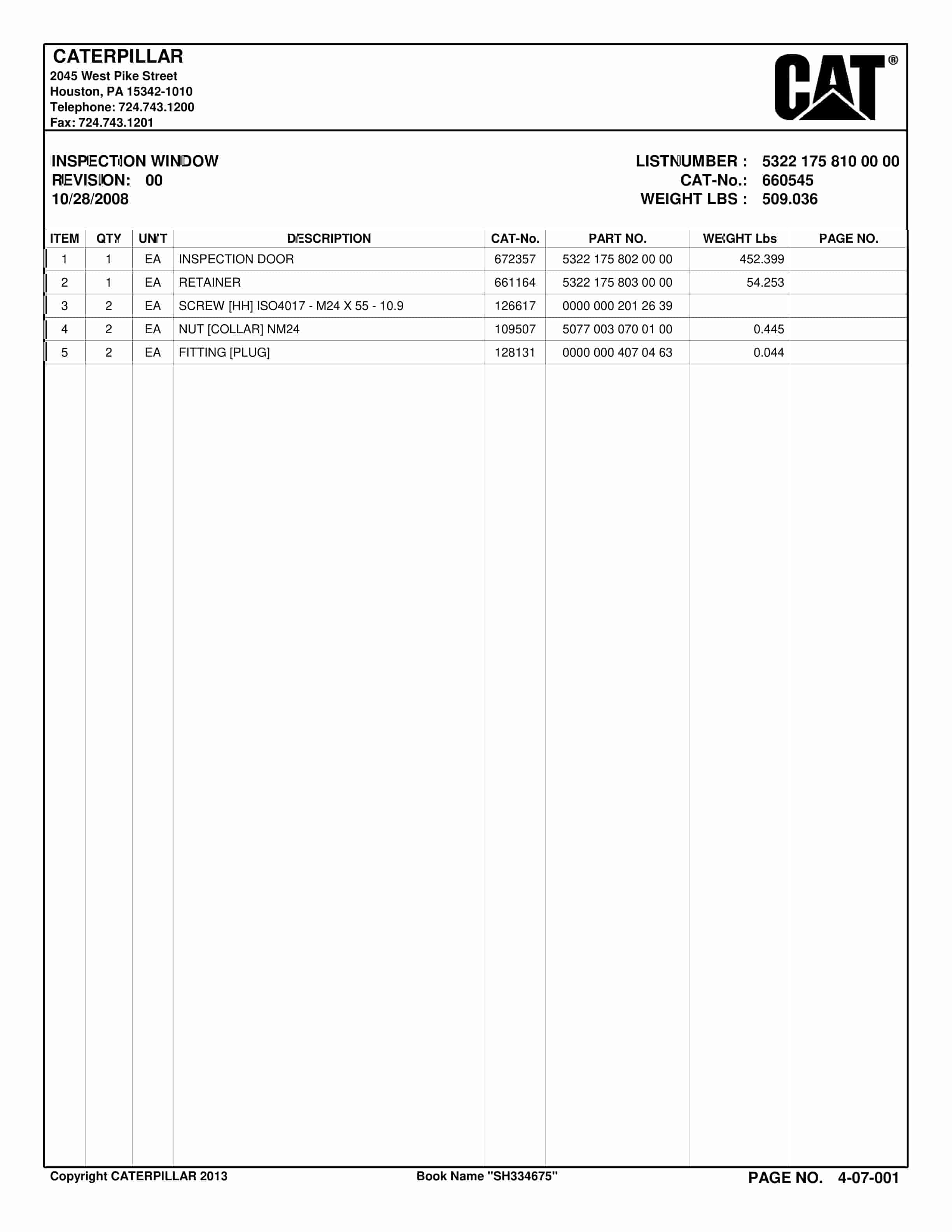 Caterpillar Stageloader Longwall System Parts Catalog BI016614-4
