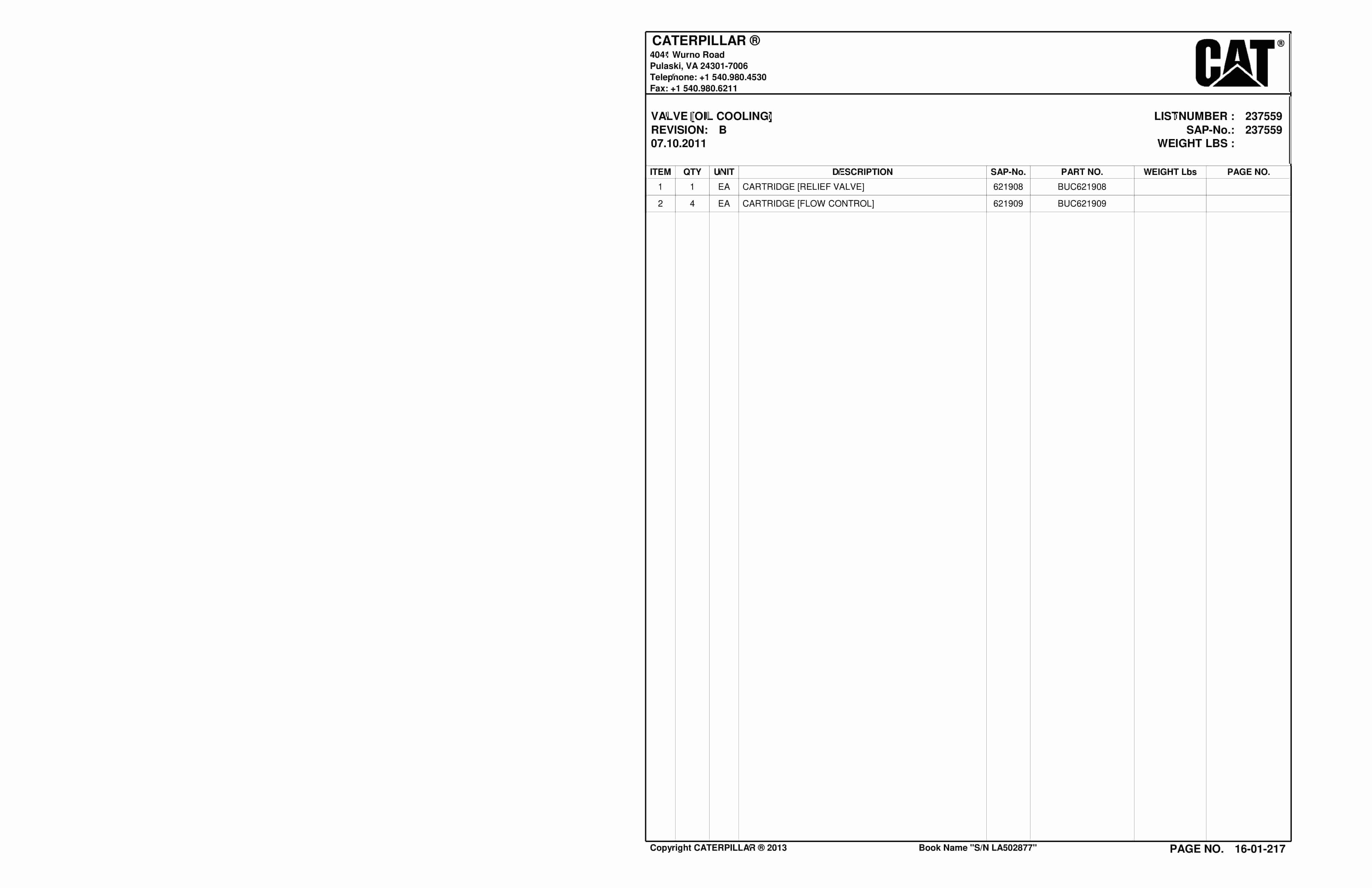 Caterpillar SU488 L Scoop Parts Manual BI016547-3