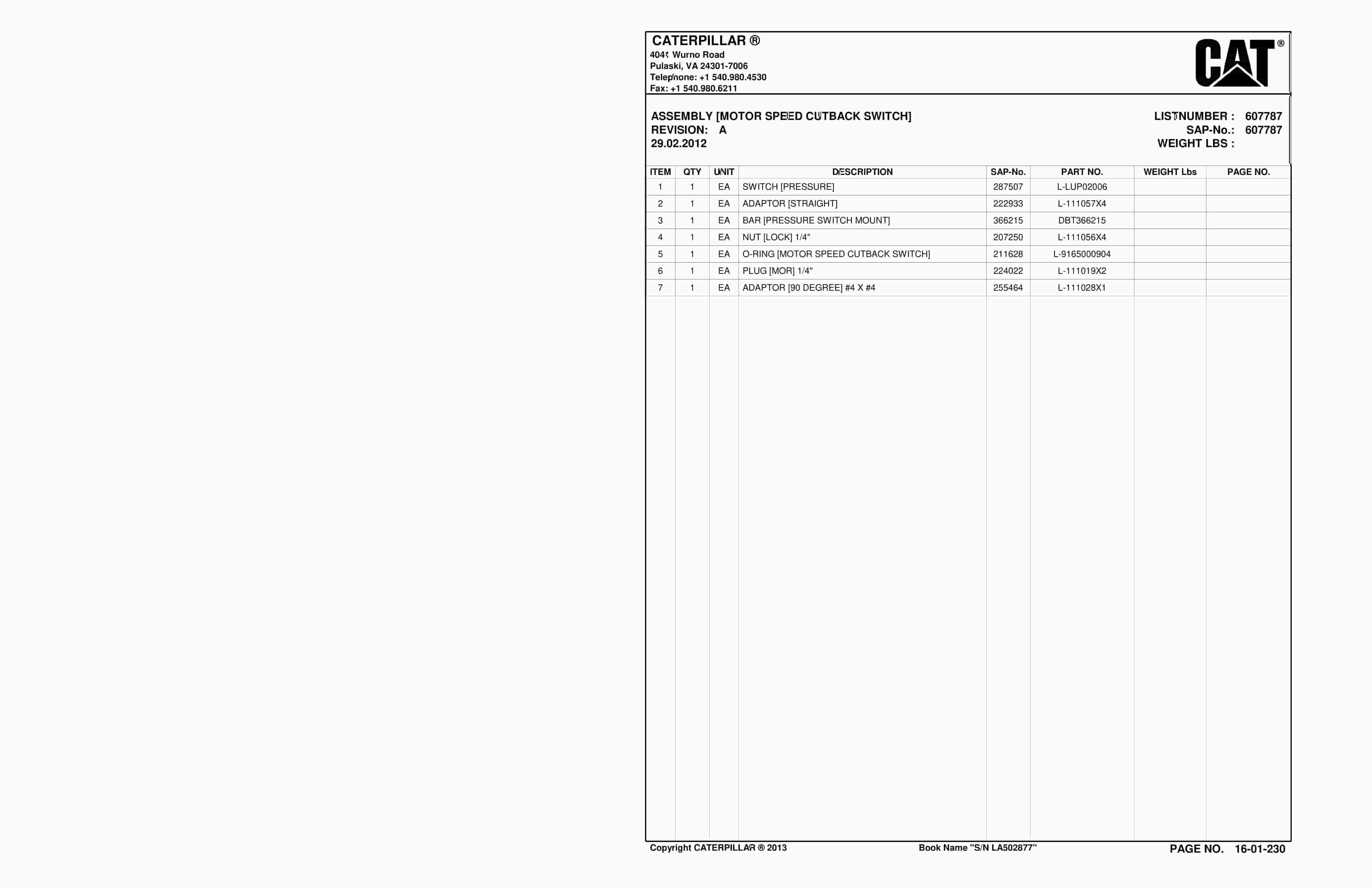 Caterpillar SU488 L Scoop Parts Manual BI016547-4