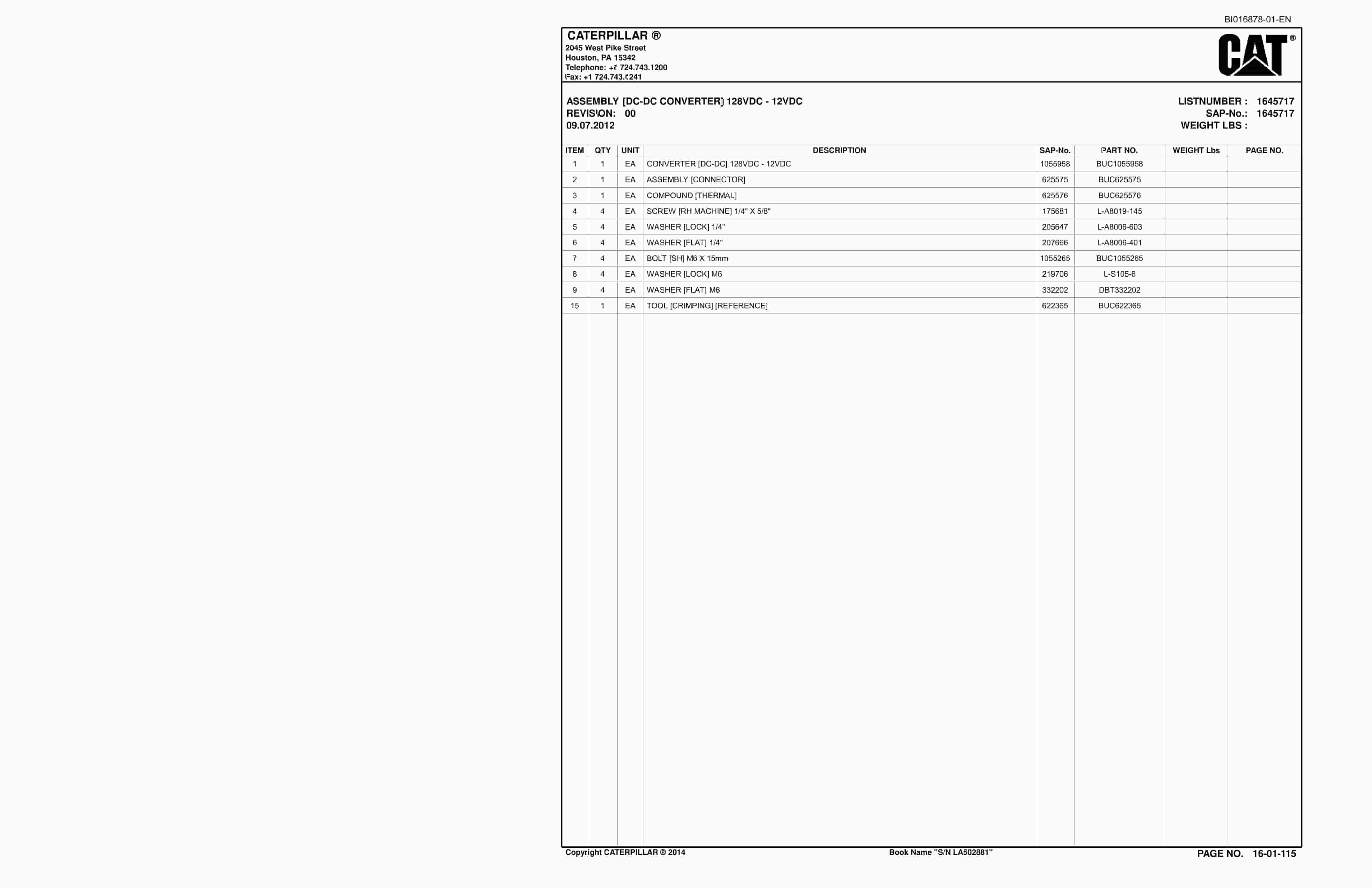 Caterpillar SU488 L Scoop Parts Manual BI016878-01-EN 2 Caterpillar SU488 L Scoop Parts Manual BI016878-01-EN - Image 2
