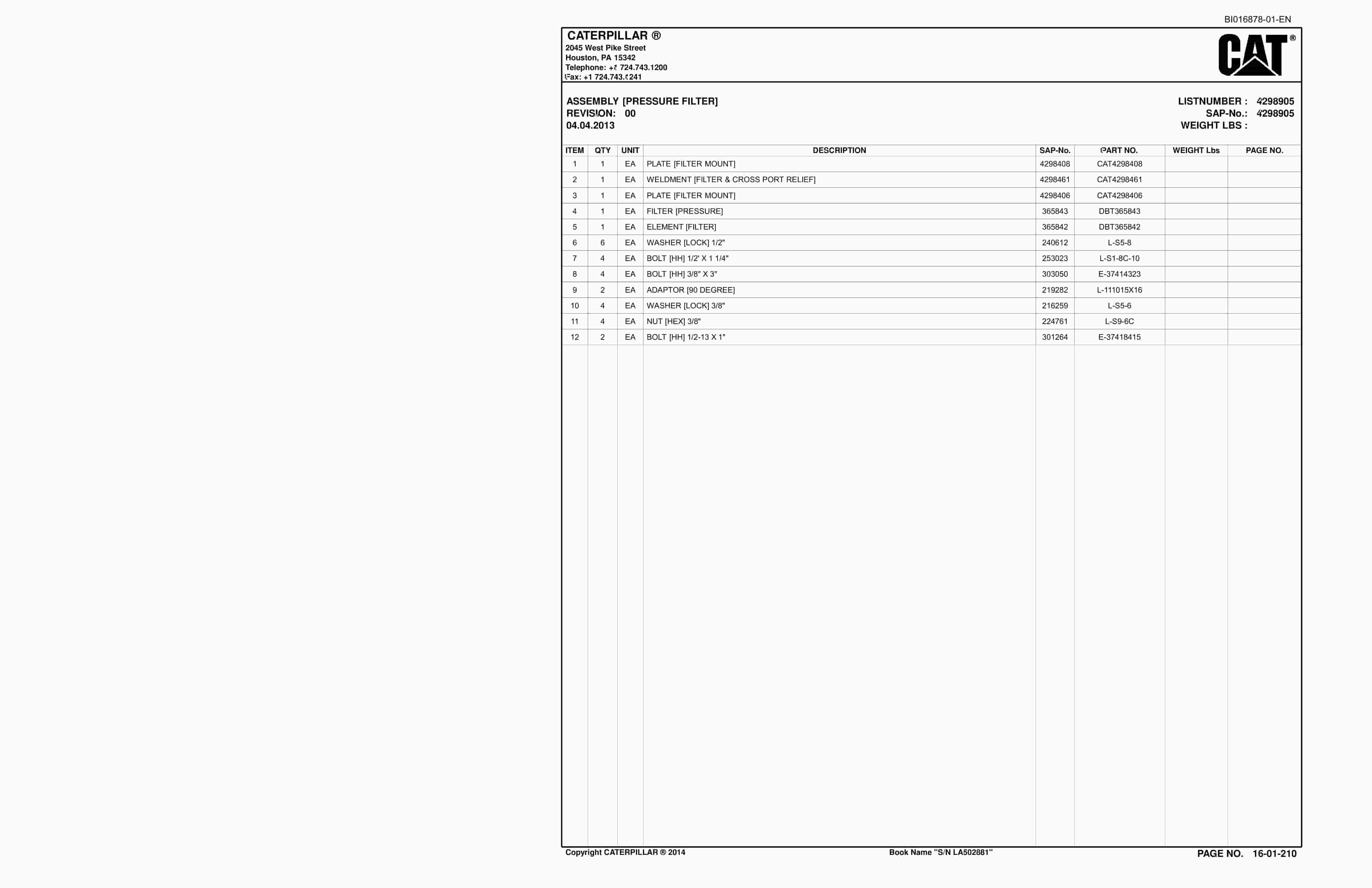Caterpillar SU488 L Scoop Parts Manual BI016878-01-EN 3 Caterpillar SU488 L Scoop Parts Manual BI016878-01-EN - Image 3