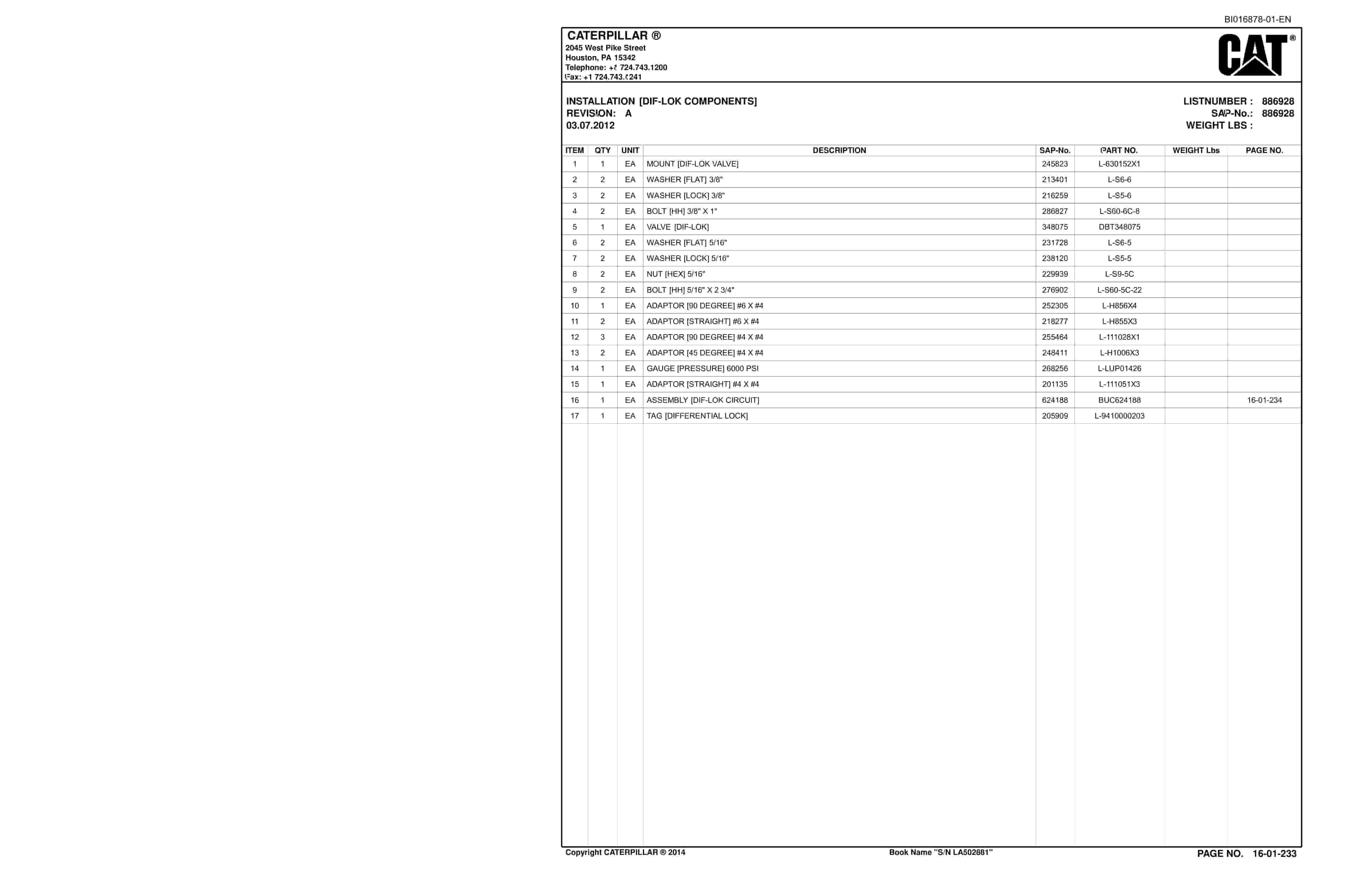Caterpillar SU488 L Scoop Parts Manual BI016878-01-EN 5 Caterpillar SU488 L Scoop Parts Manual BI016878-01-EN - Image 5