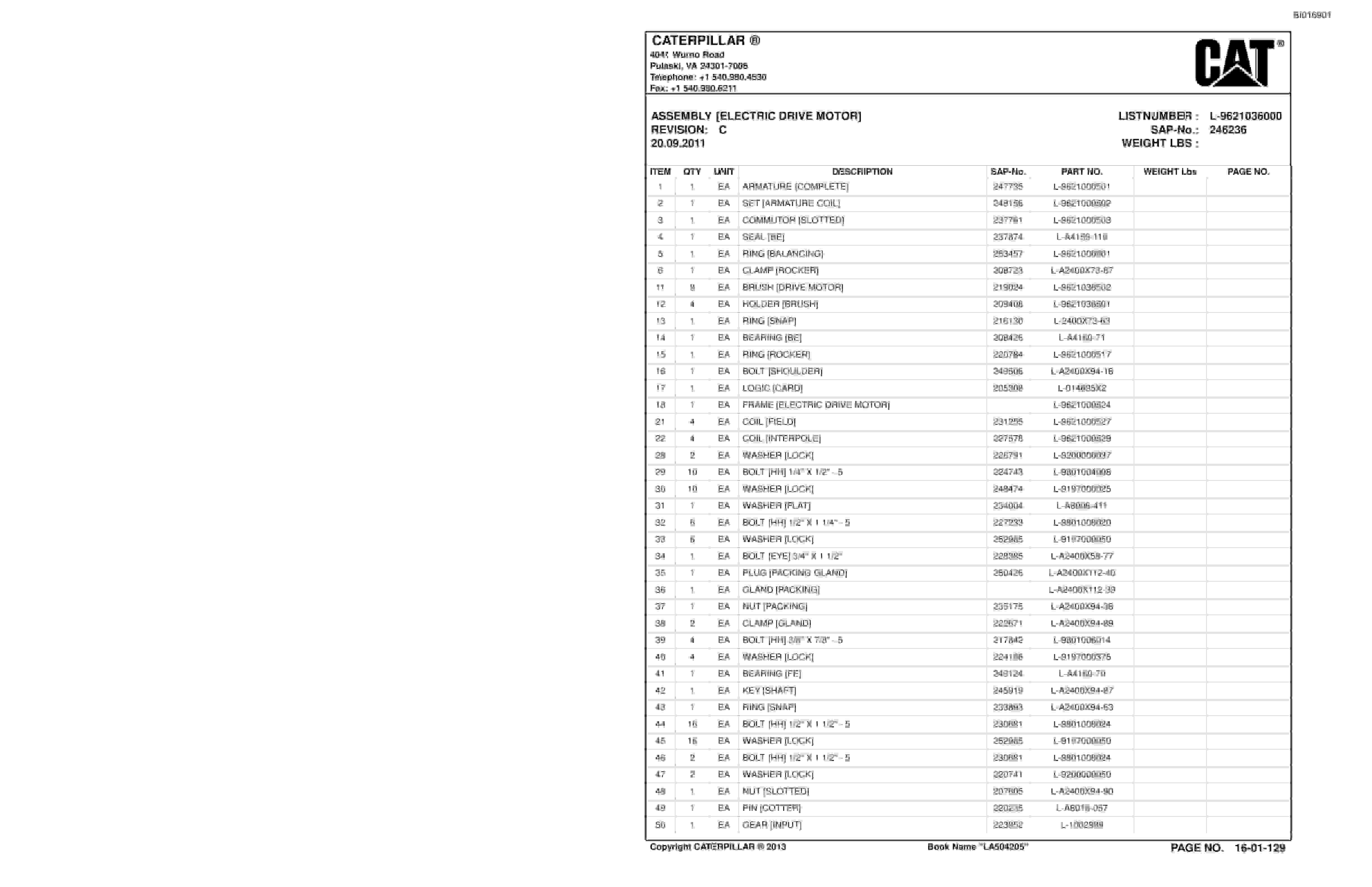 Caterpillar SU488 L Scoop Parts Manual BI016901-2