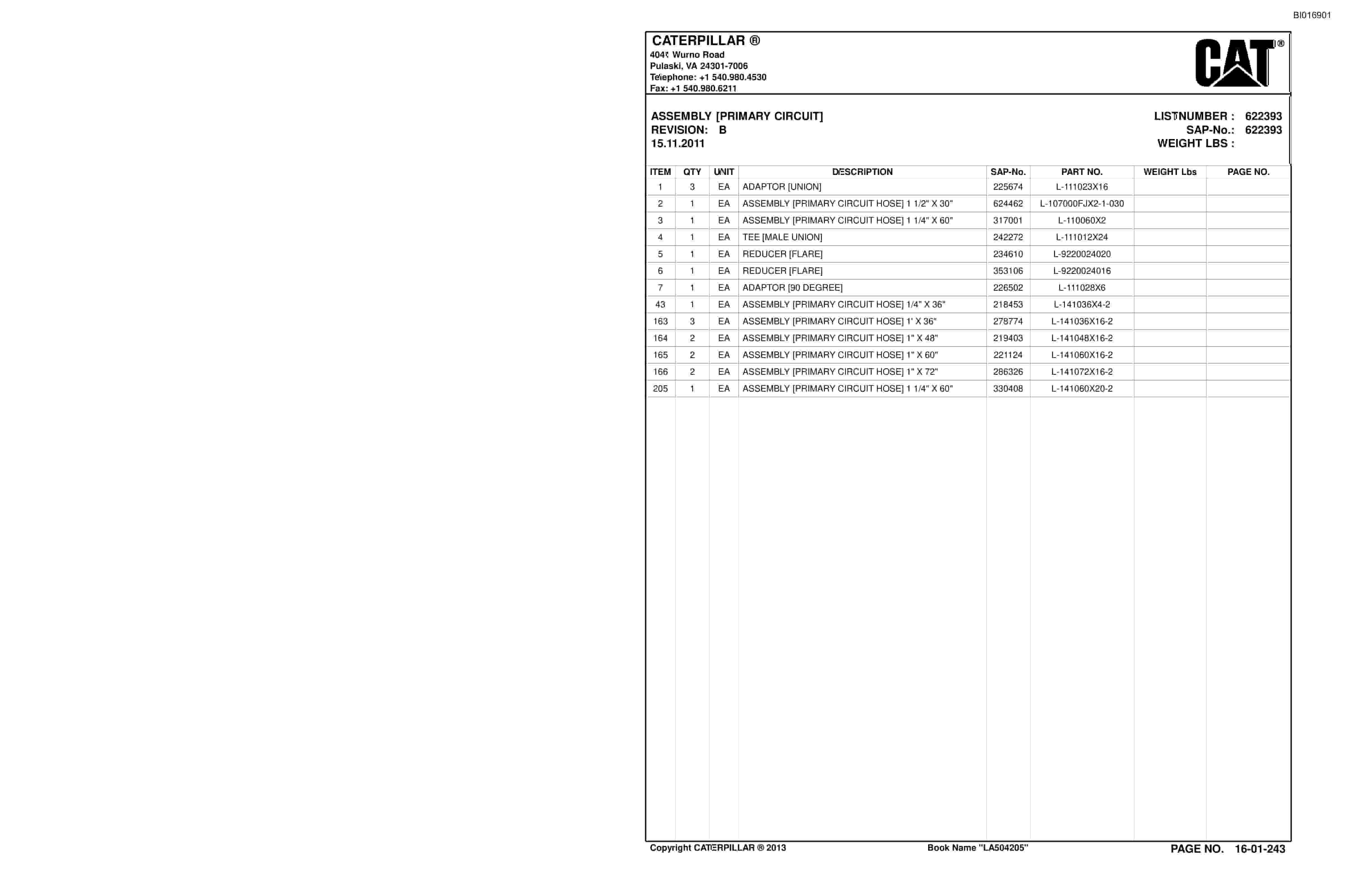 Caterpillar SU488 L Scoop Parts Manual BI016901-5