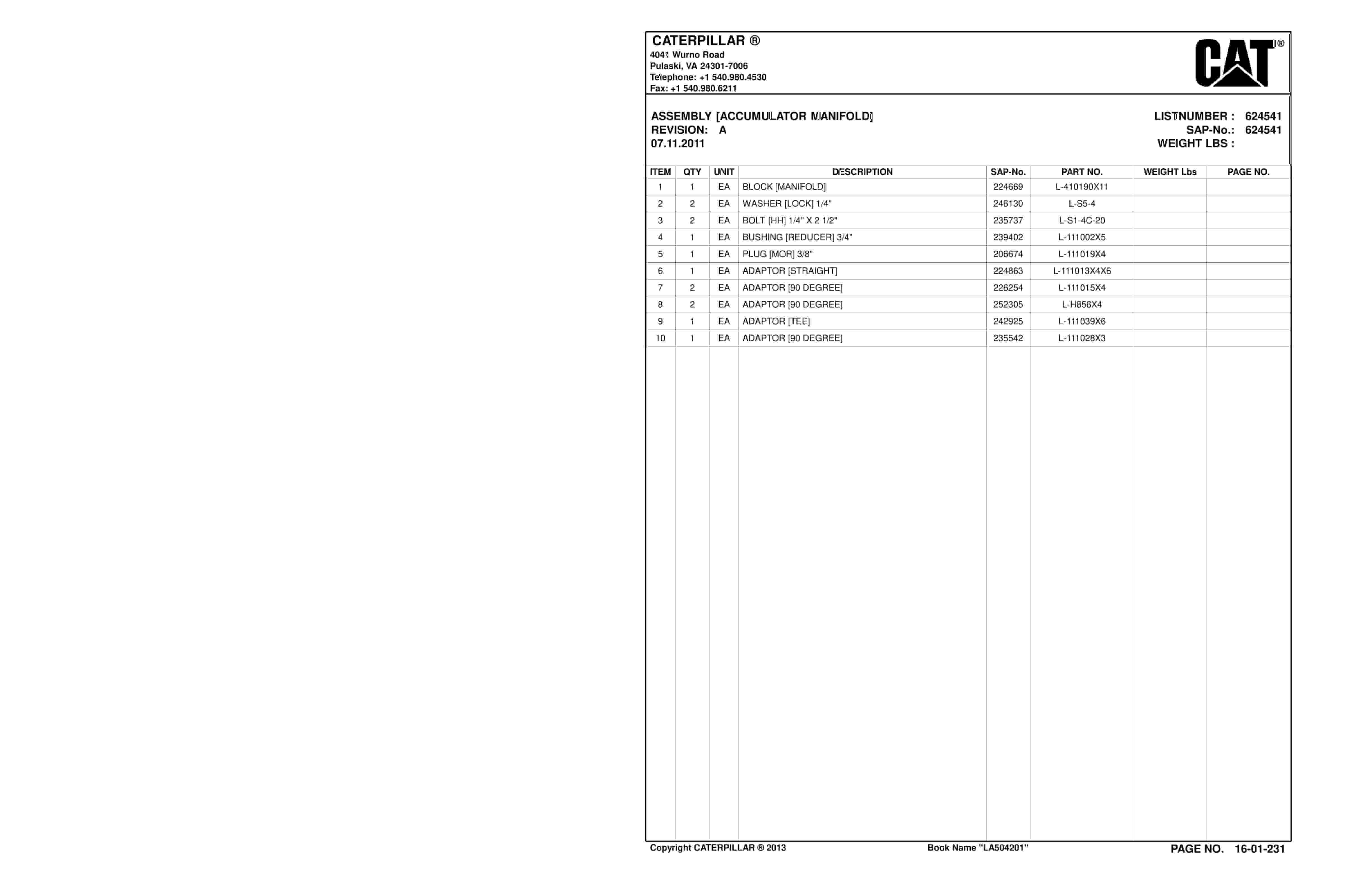 Caterpillar SU488 L Scoop Parts Manual BI016937-4