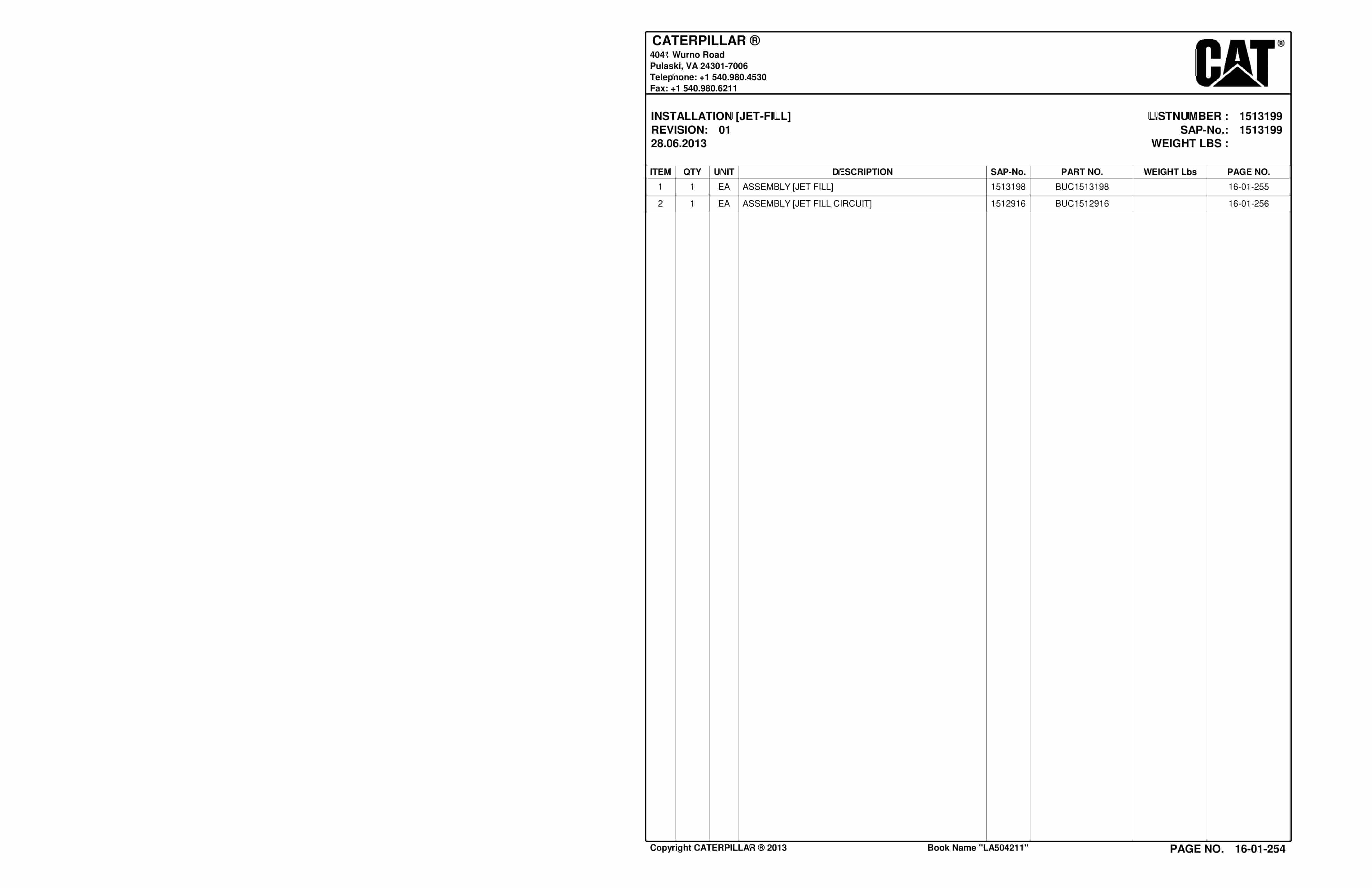 Caterpillar SU488 L Scoop Parts Manual BI016992-5