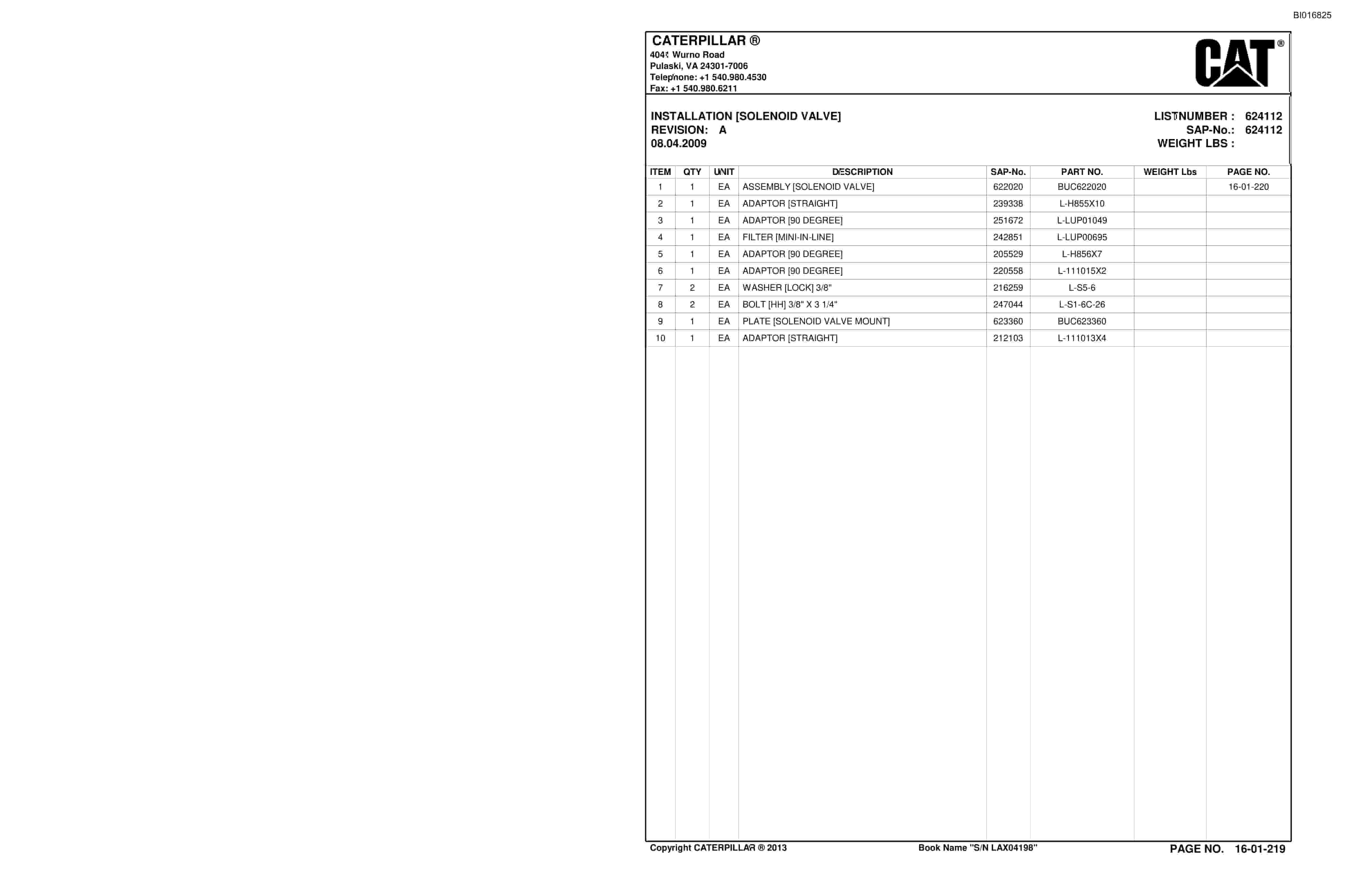 Caterpillar SU488 Scoop Parts Manual BI016825-4