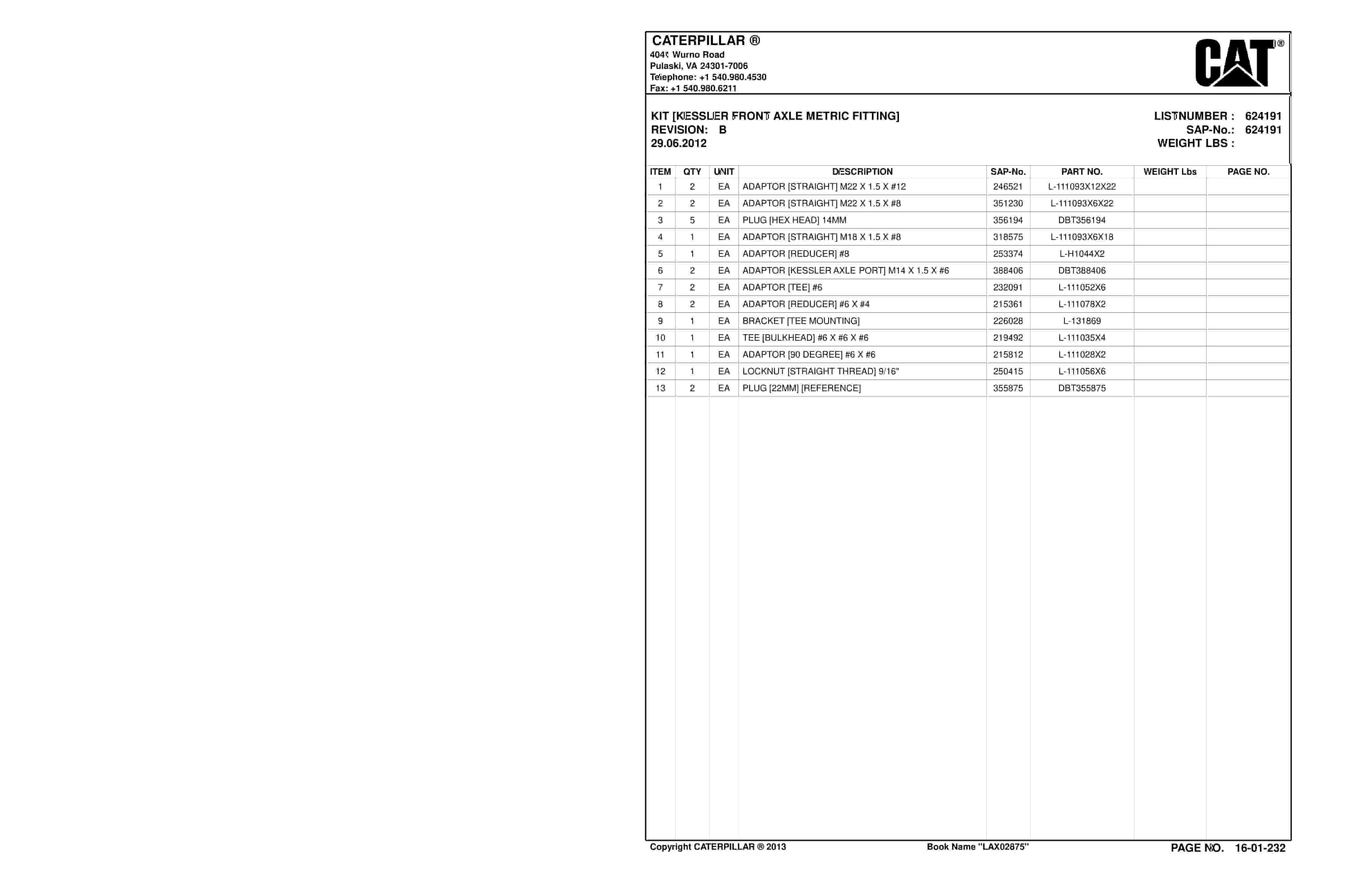 Caterpillar SU488 Scoop Parts Manual BI016876-4