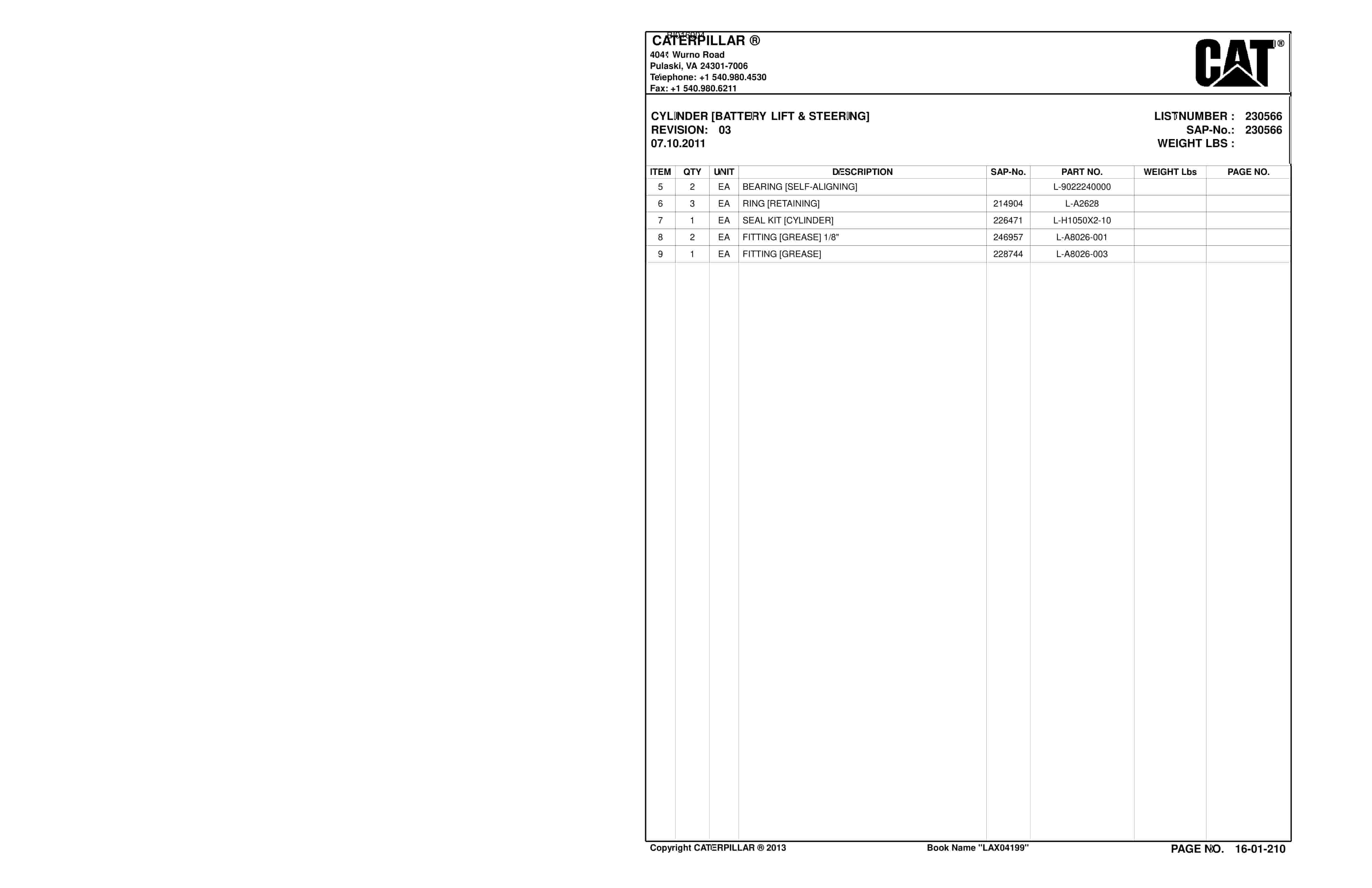Caterpillar SU488 Scoop Parts Manual BI016904-3