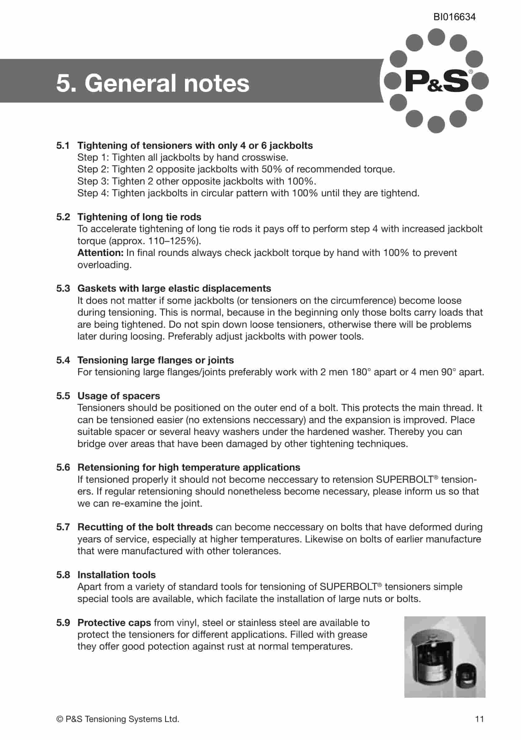 Caterpillar Superbolt Pretensioning Systems Operation And Maintenance Manual BI016634-4