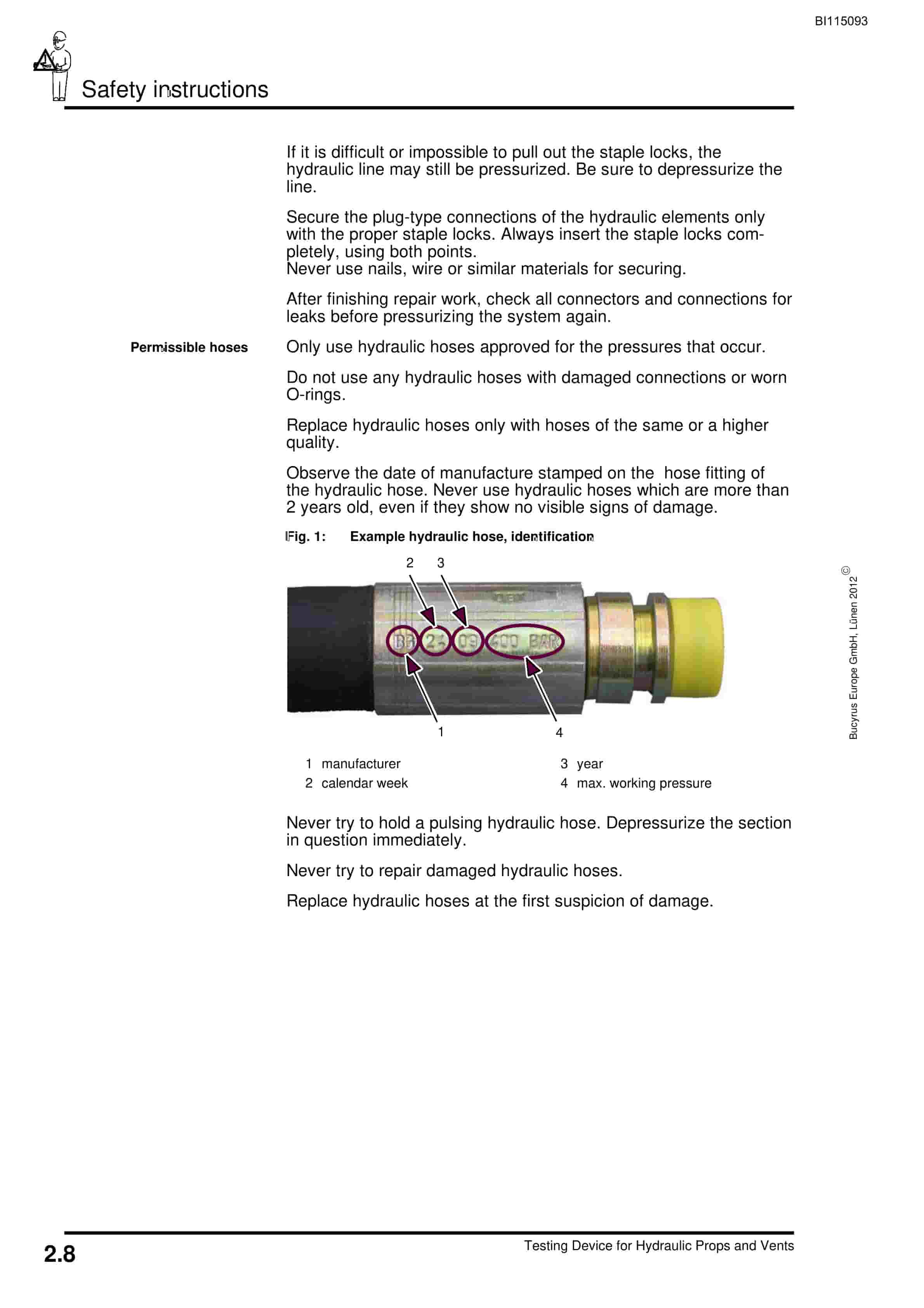 Caterpillar Testing Device for Hydraulic Props and Vents Operating Manual BI115093-2