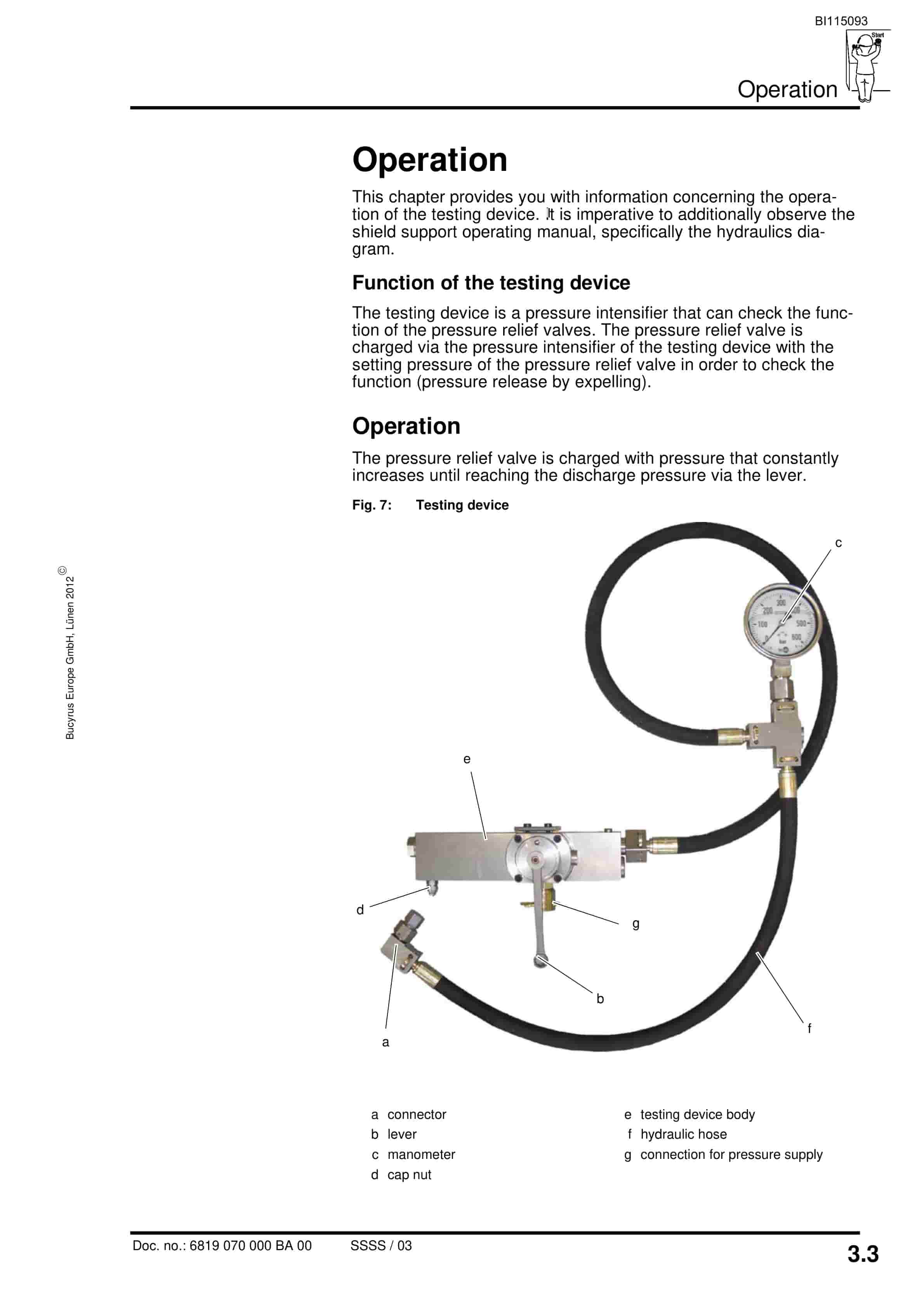 Caterpillar Testing Device for Hydraulic Props and Vents Operating Manual BI115093-3