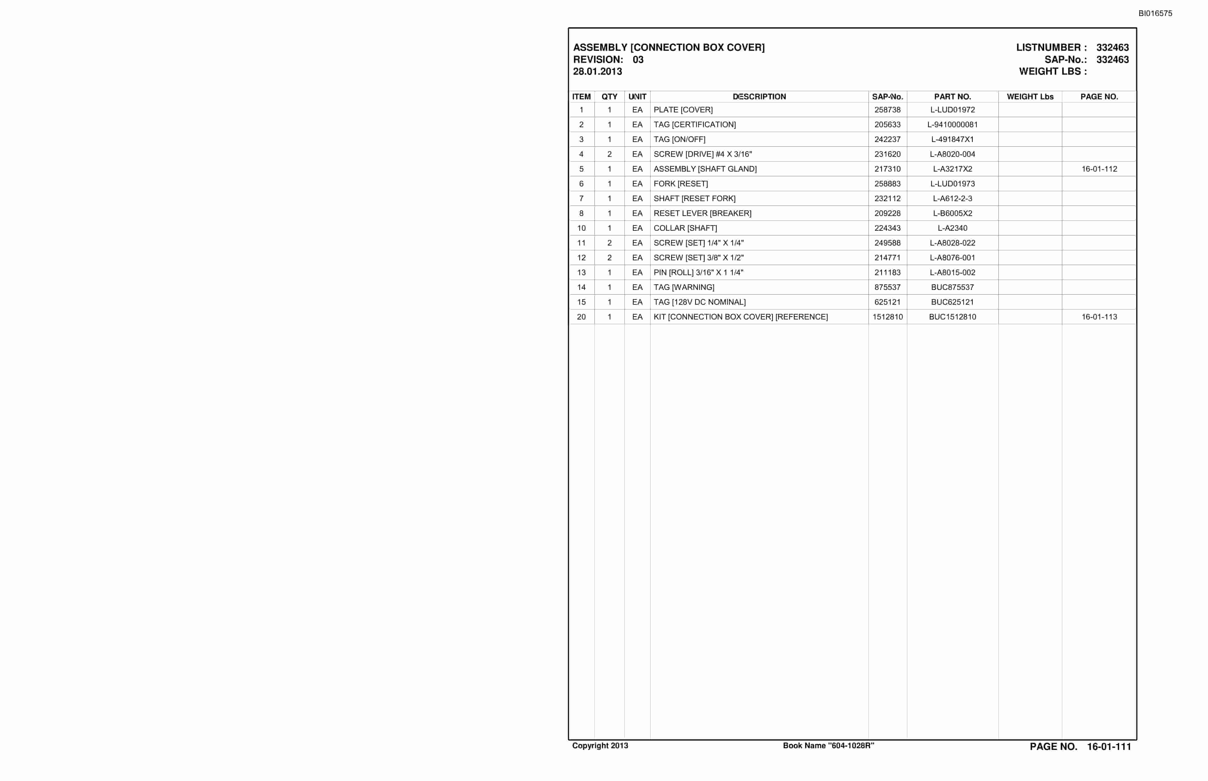 Caterpillar VT604 Shield Hauler Parts Manual BI016575-2