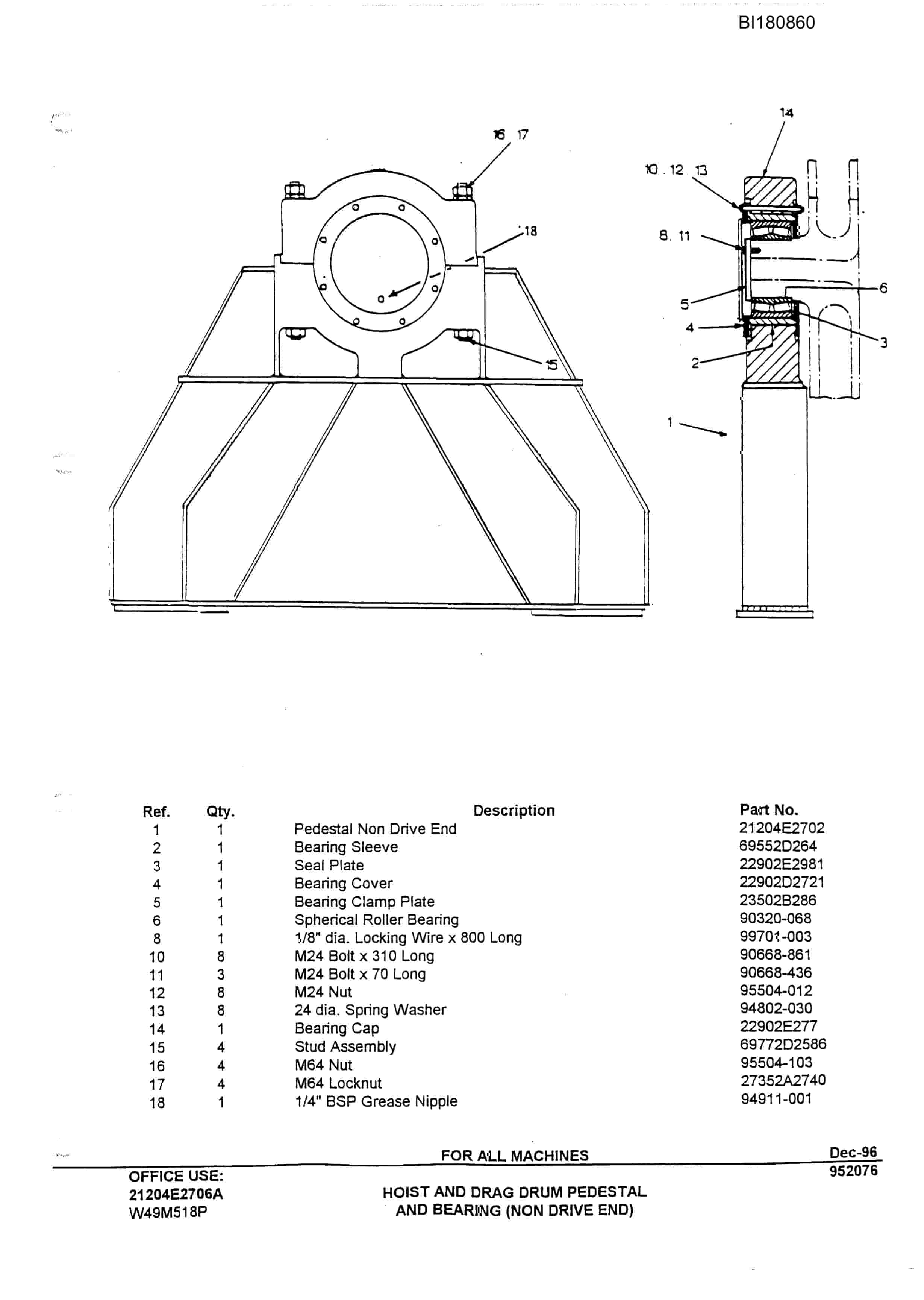 Caterpillar W2000 Walking Dragline Parts Manual BI180860-2