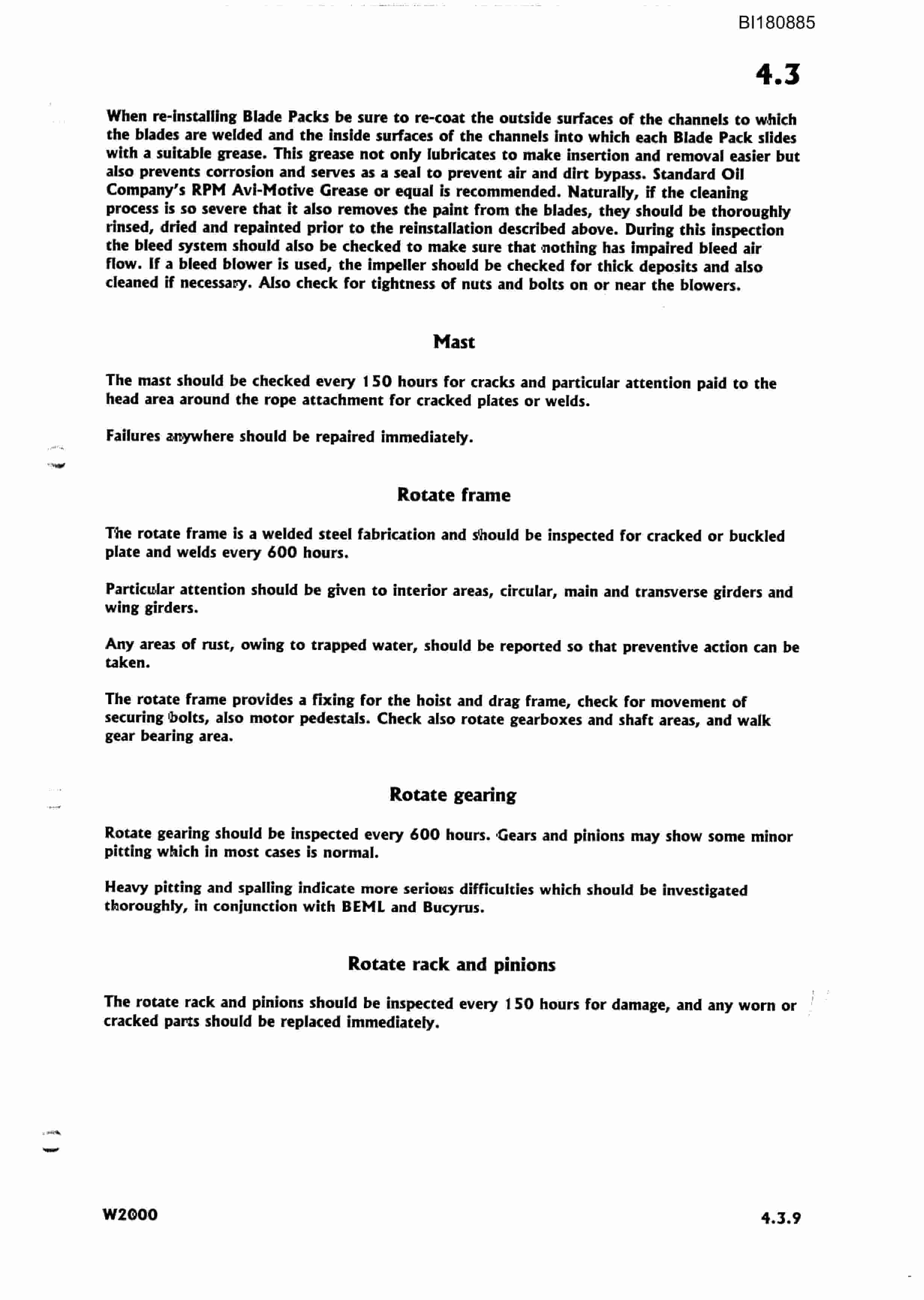 Caterpillar W2000 Walking Dragline Technical Manual BI180885-3