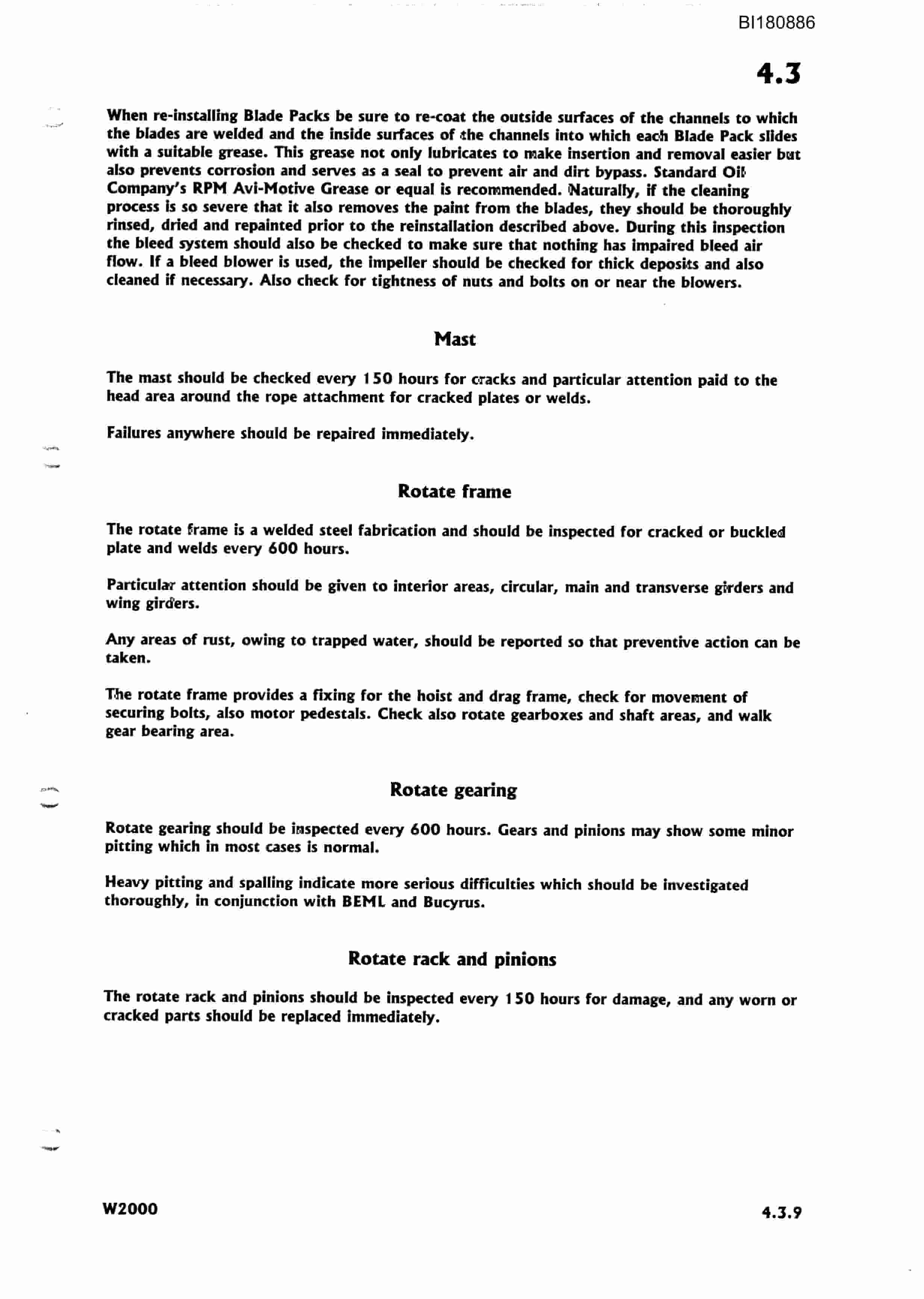 Caterpillar W2000 Walking Dragline Technical Manual BI180886-3