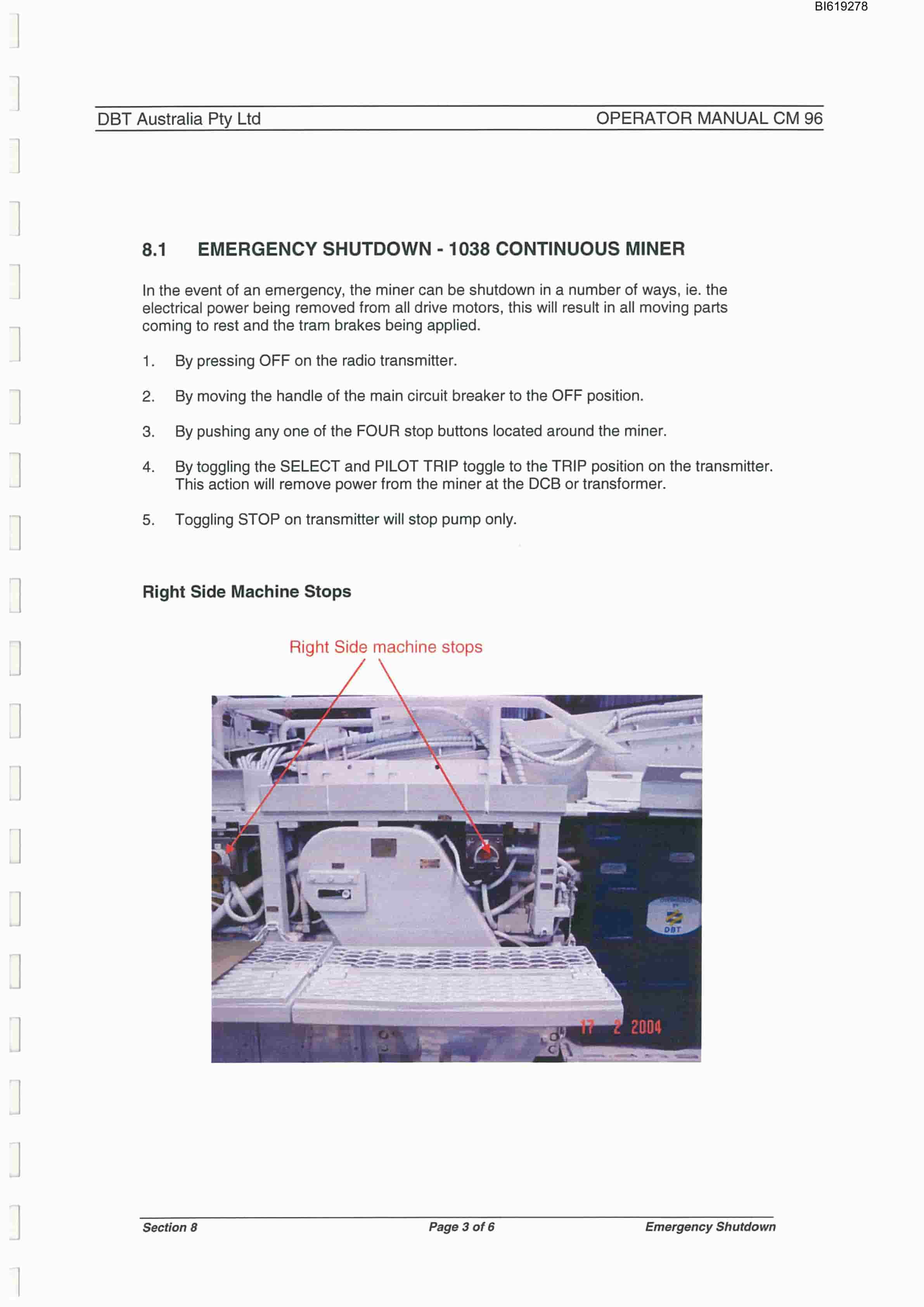 Bucyrus 1038 Continuous Miner Technical Manual BI619278-4