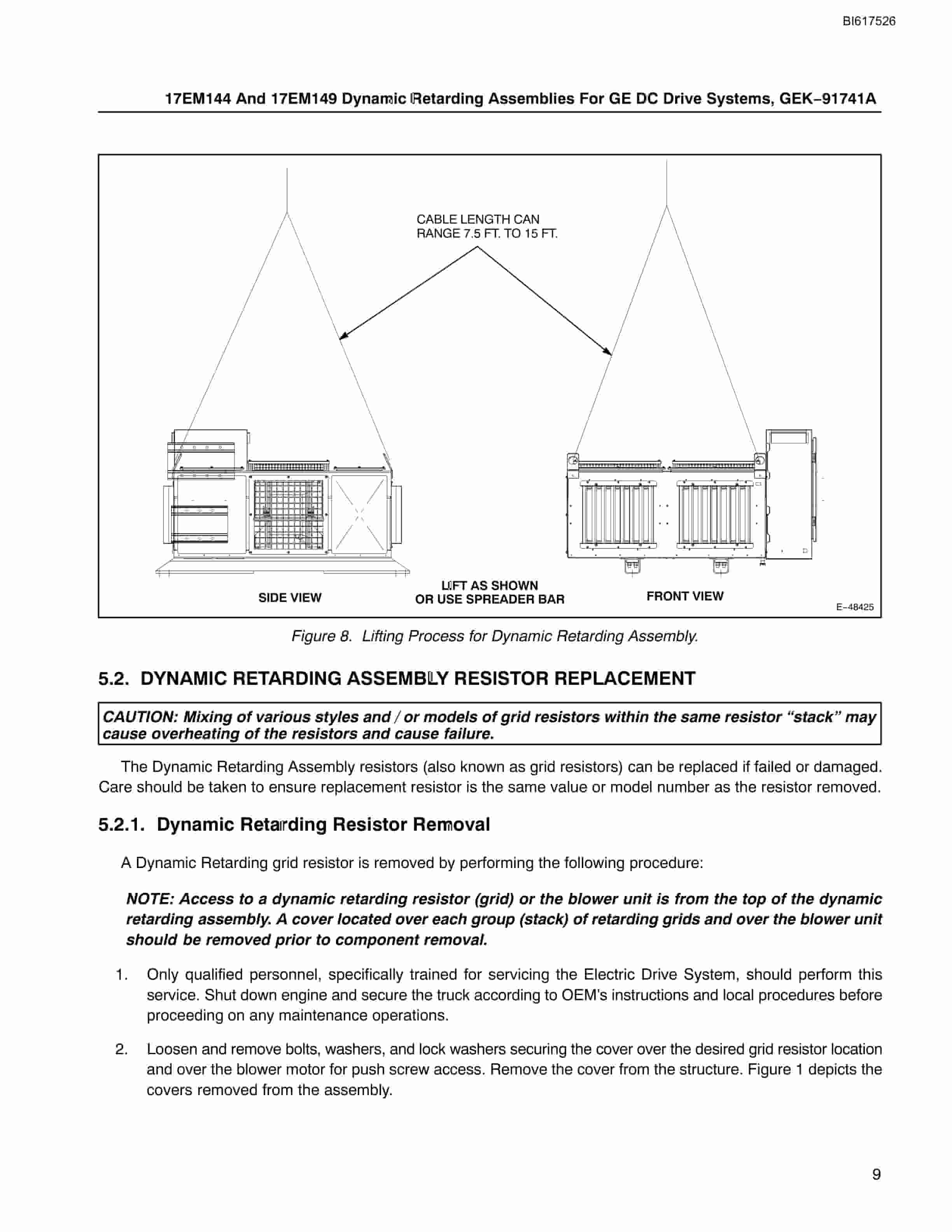 Bucyrus 17EM144, 17EM149 Dynamic Retarding Assemblies Technical Manual BI617526-4