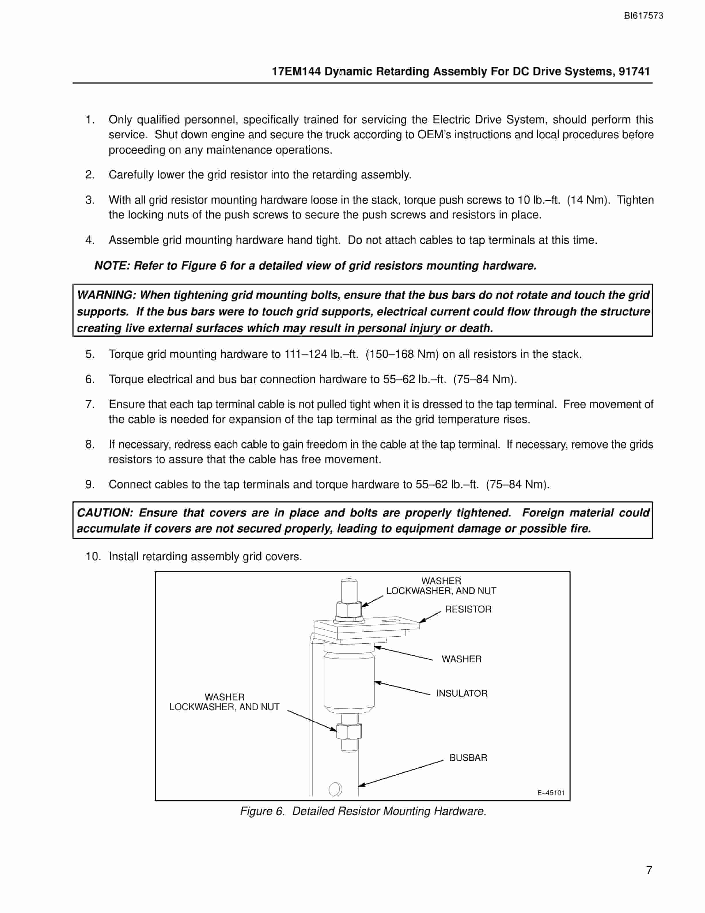 Bucyrus 17EM144 Dynamic Retarding Assembly Technical Manual BI617573-3