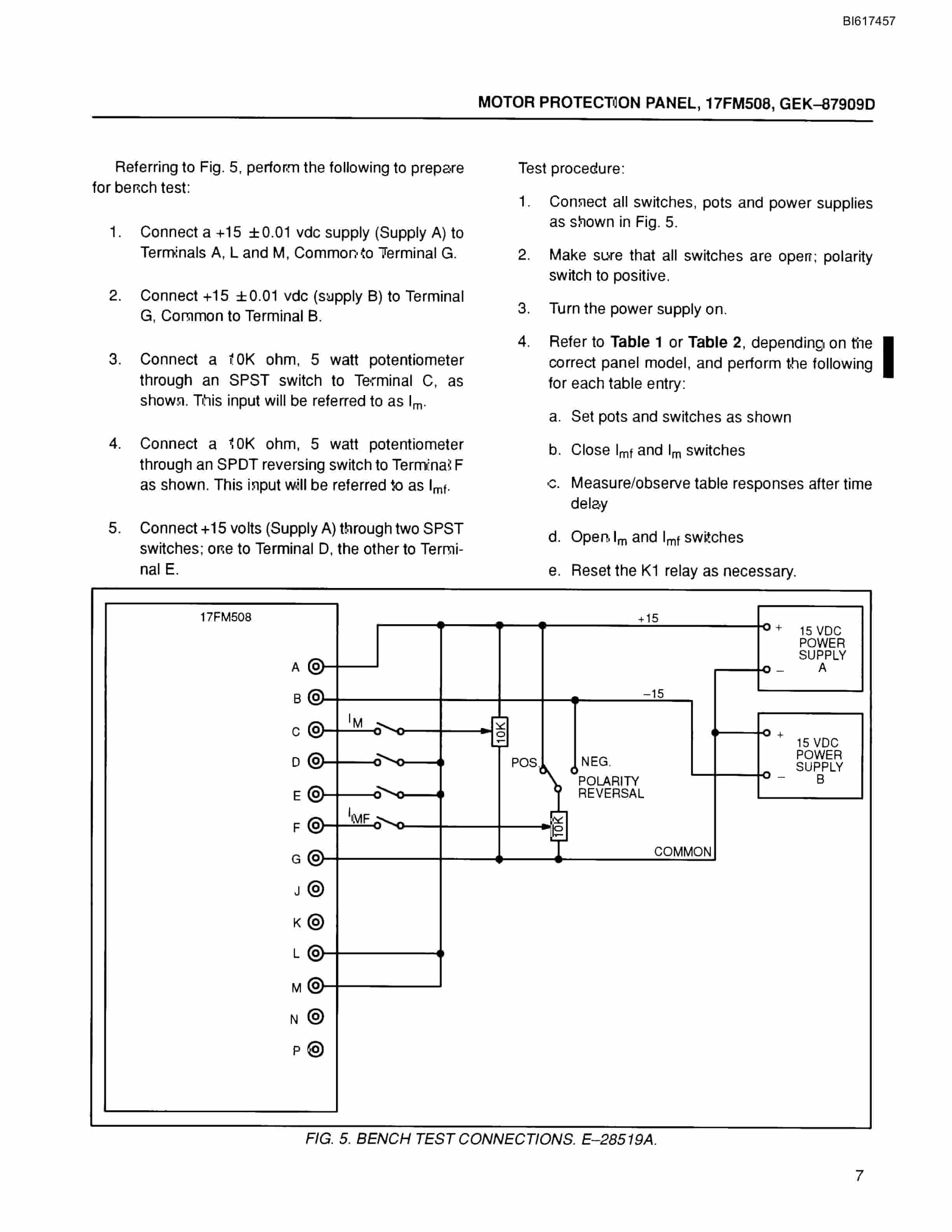 Bucyrus 17FM508 Motor Protection Panel Technical Manual BI617457-3
