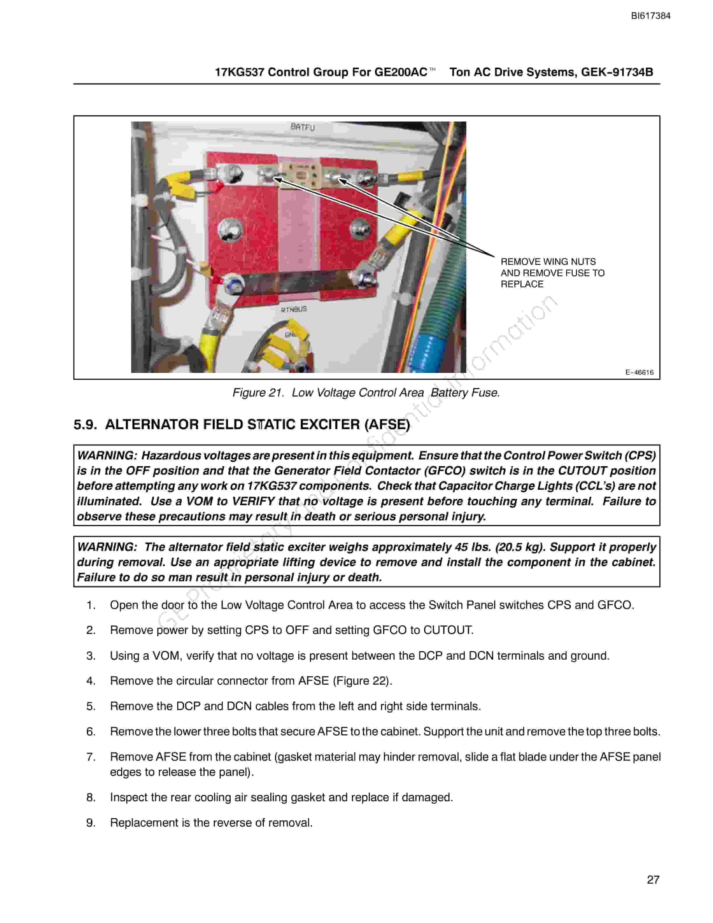 Bucyrus 17KG537 Control Group For GE200AC Ton Technical Manual BI617384-4