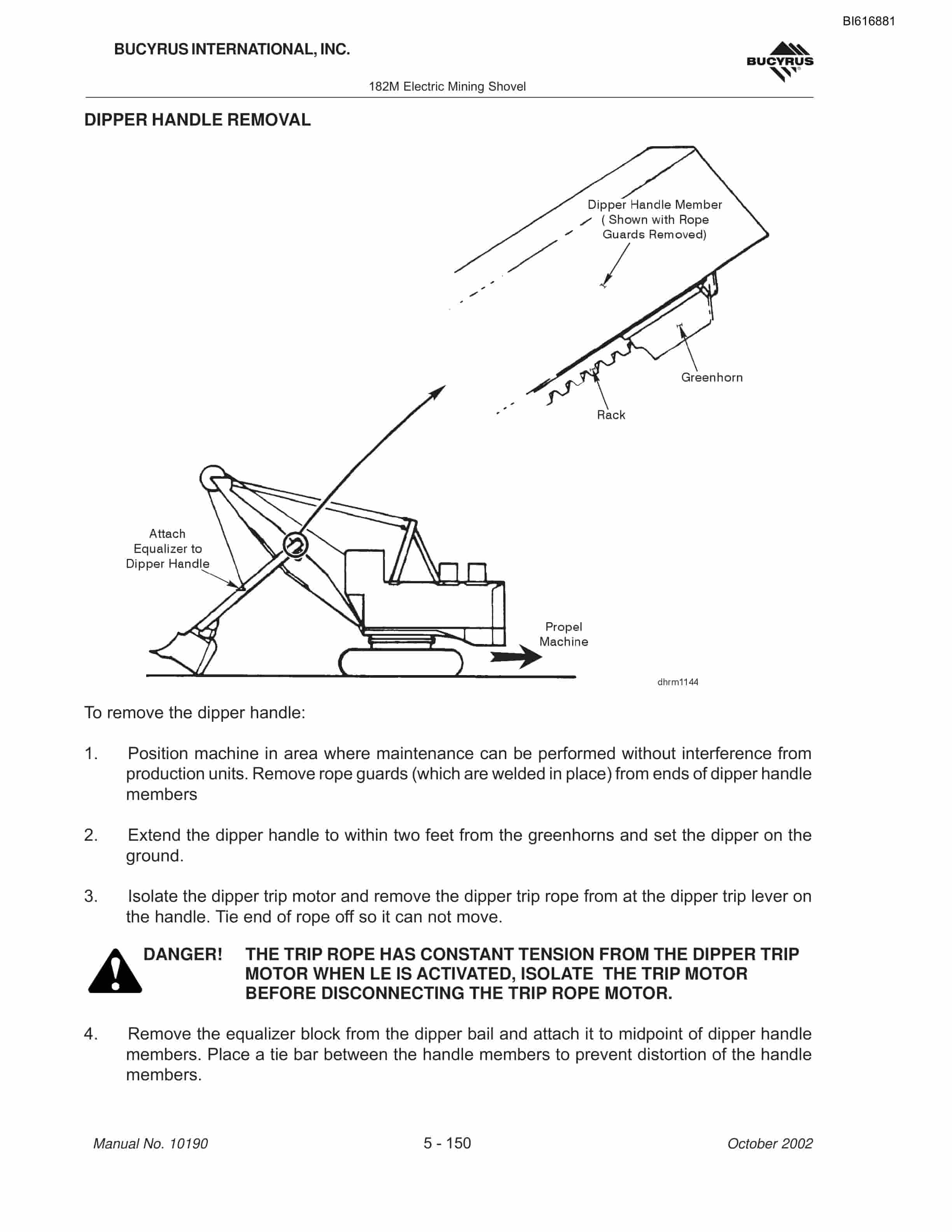 Bucyrus 182M Mining Shovel Maintenance And Operation Manual BI616881-3