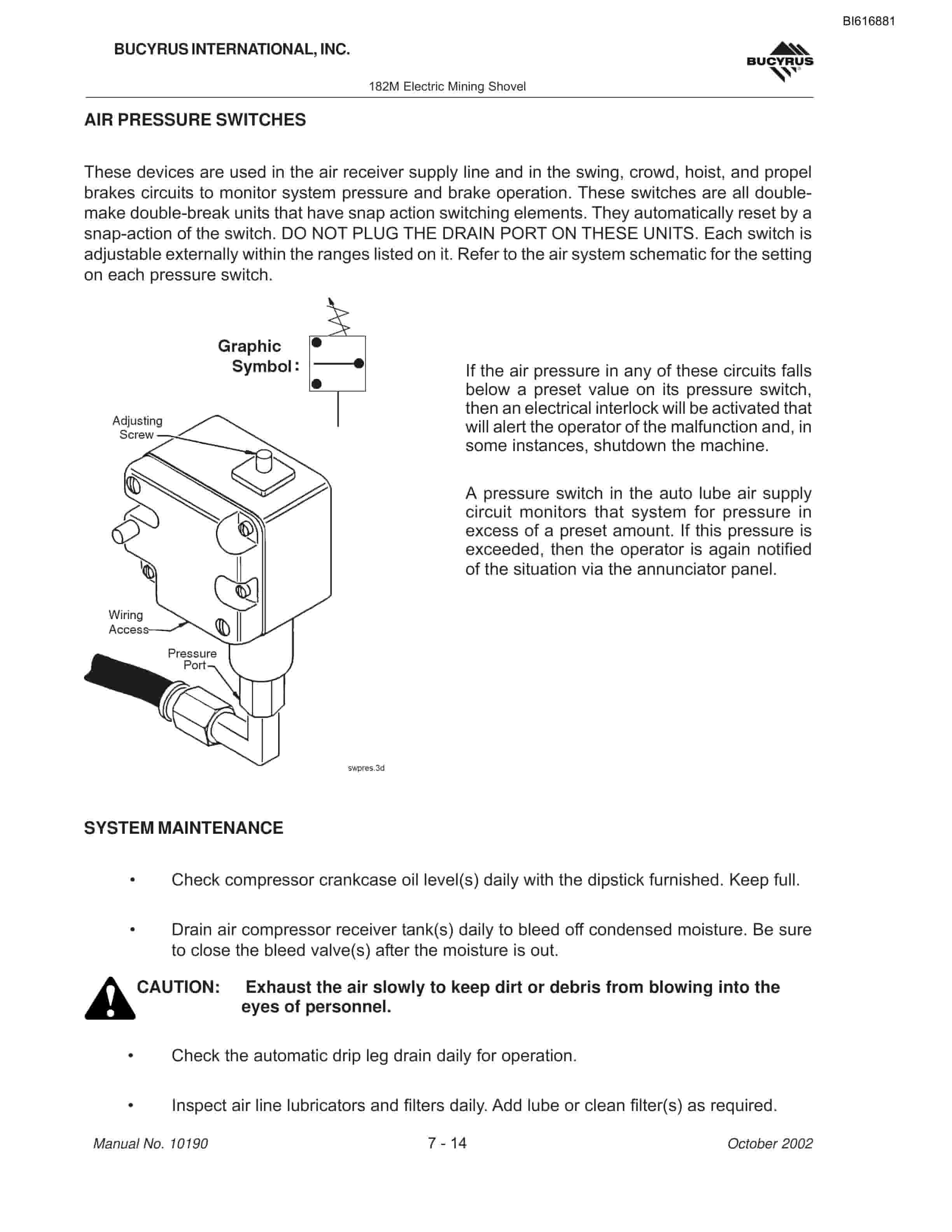 Bucyrus 182M Mining Shovel Maintenance And Operation Manual BI616881-5