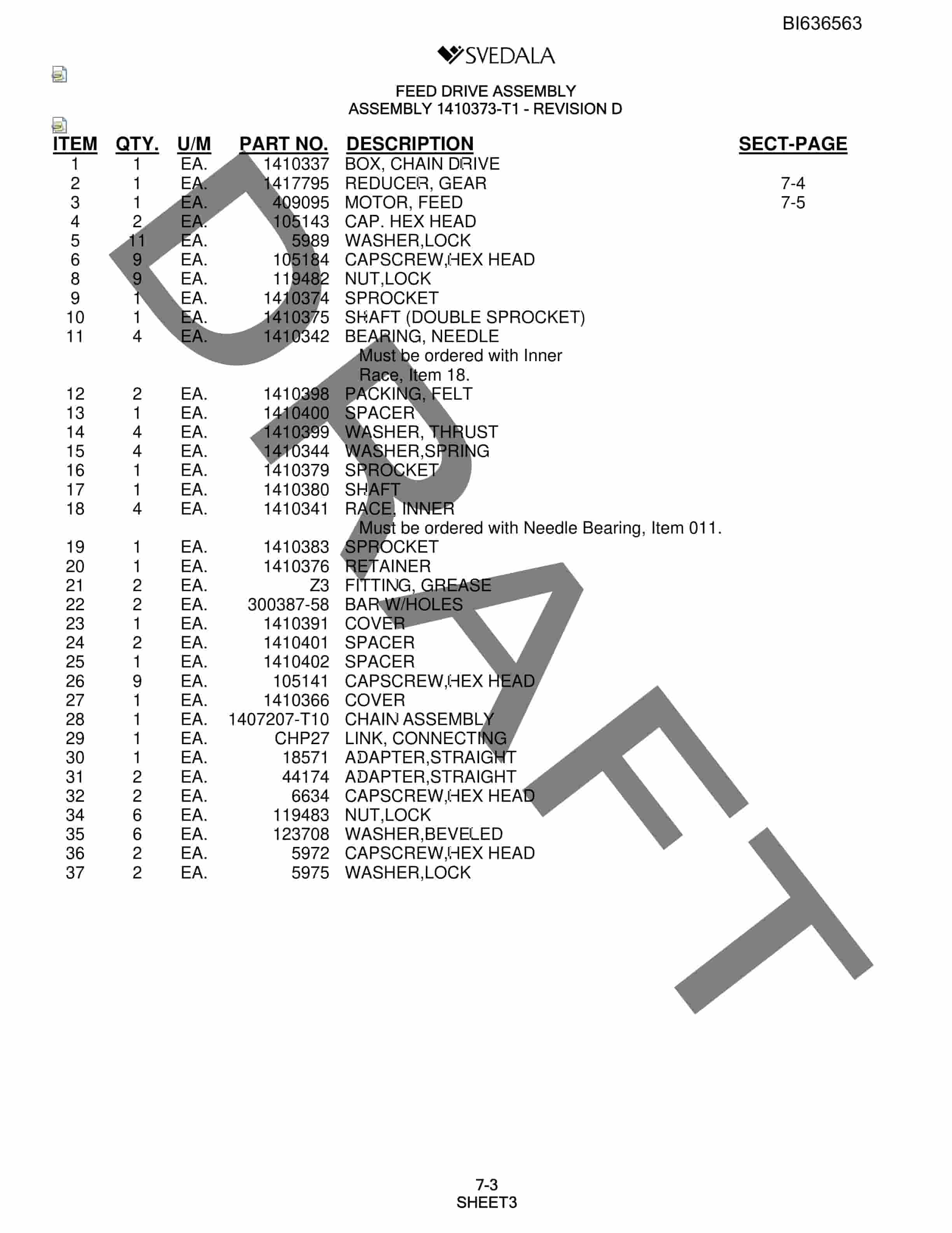 Bucyrus 1V58L01 Parts Catalog BI636563-2