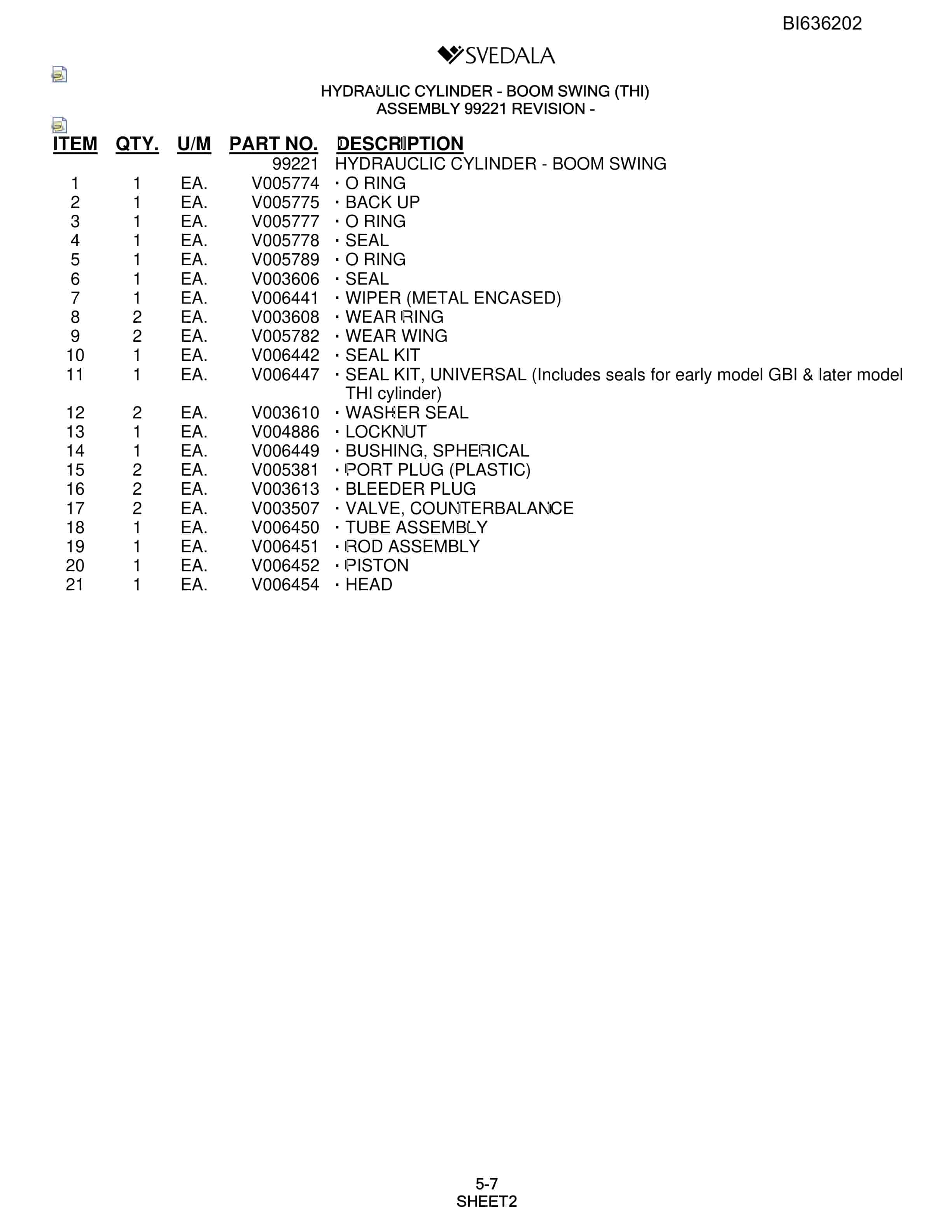 Bucyrus 250 Hydra-Trac Parts Catalog BI636202-3
