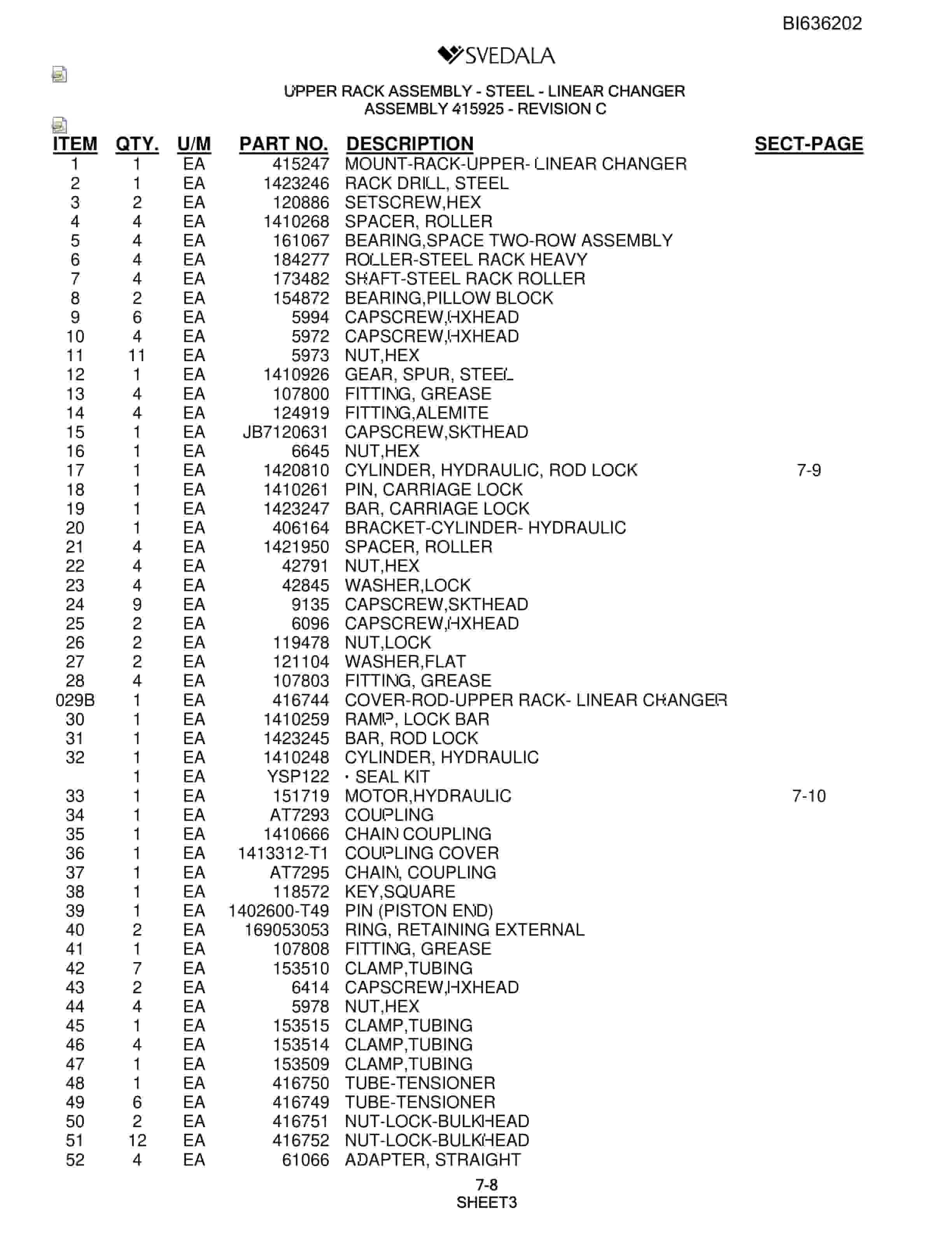 Bucyrus 250 Hydra-Trac Parts Catalog BI636202-5