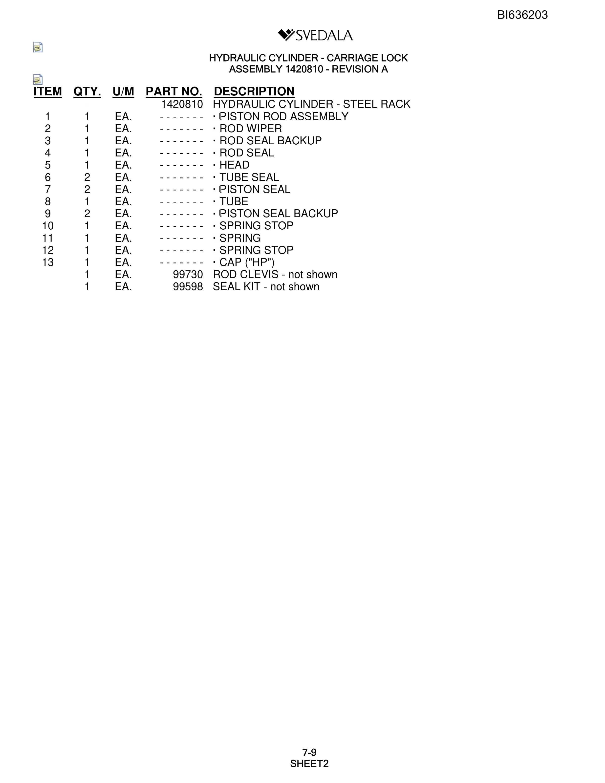 Bucyrus 250 Hydra-Trac Parts Catalog BI636203-5