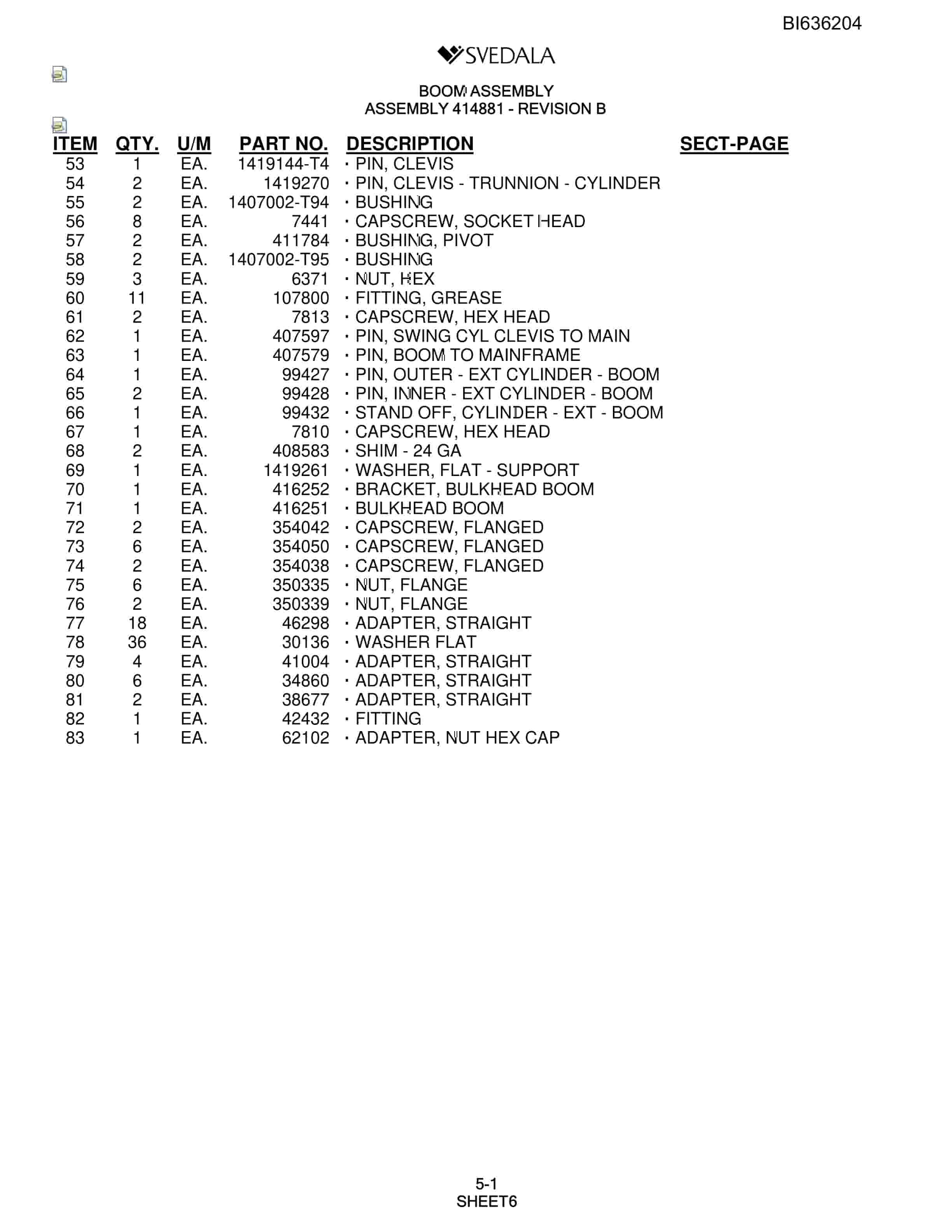 Bucyrus 250 Hydra-Trac Parts Catalog BI636204-3