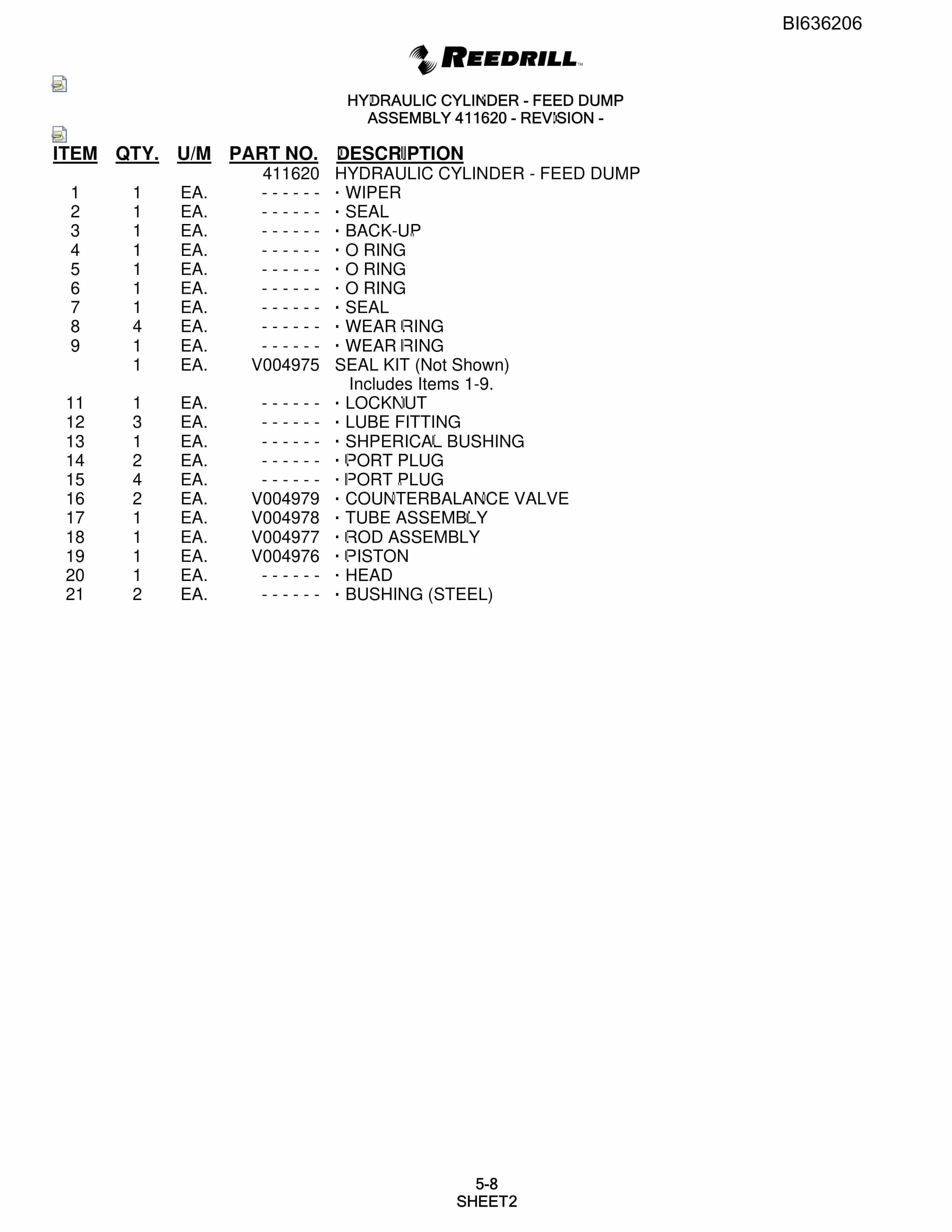 Bucyrus 250 Hydra-Trac Parts Catalog BI636206-3
